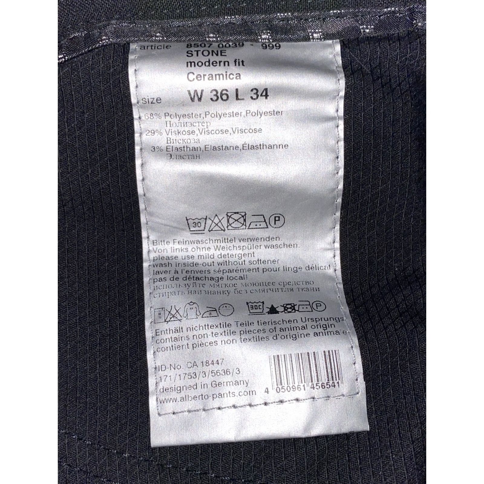 Vintage Alberto Mens Black Modern Fit Zip Fly Casual Pants - Size 36 X 34 - 38 In Size US 38 / EU 54 - 5 Thumbnail