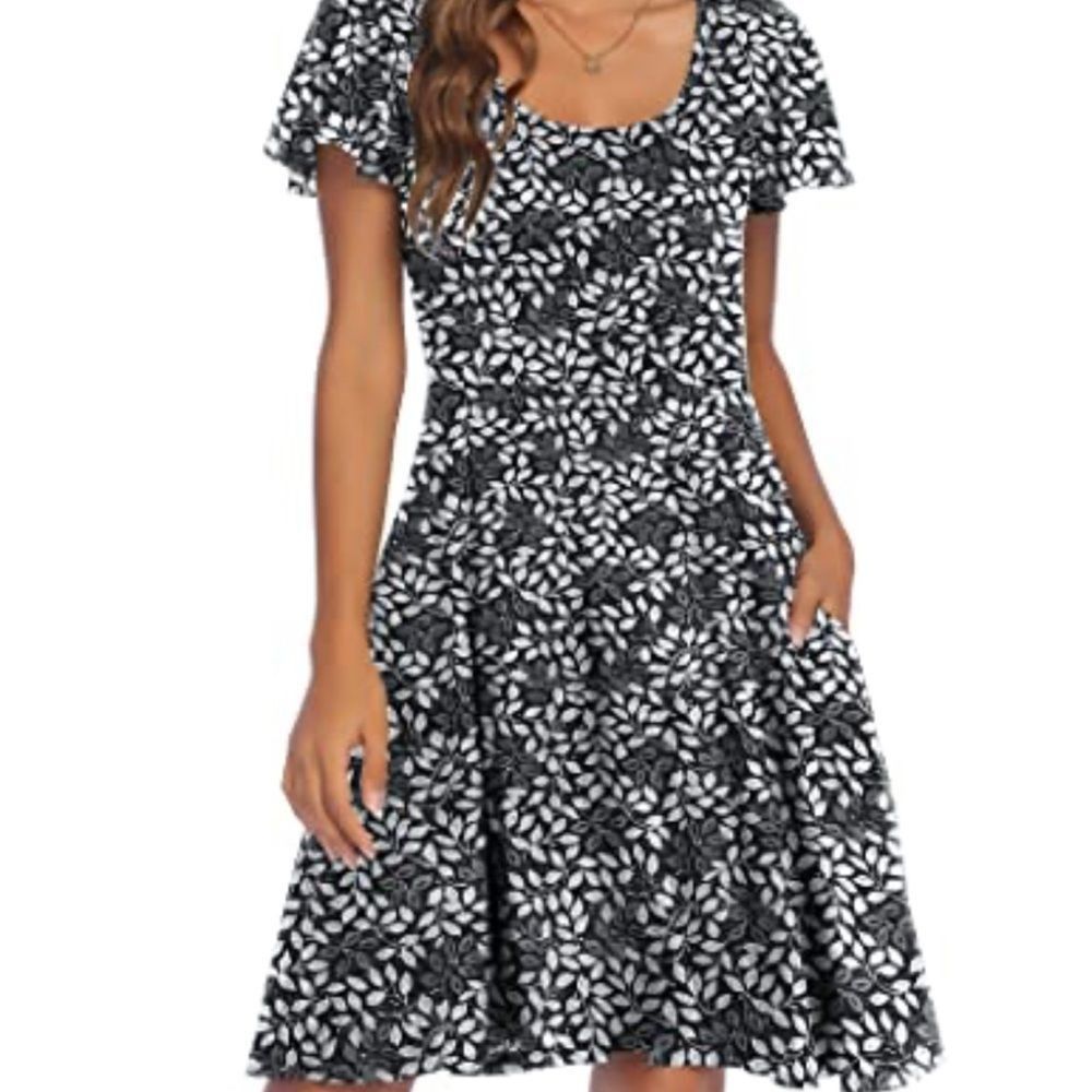 Anthropologie Maison Jules Black and White Flutter Sleeve Sundress by Anthropologie Size XS / US 0-2 / IT 36-38 - 1 Thumbnail