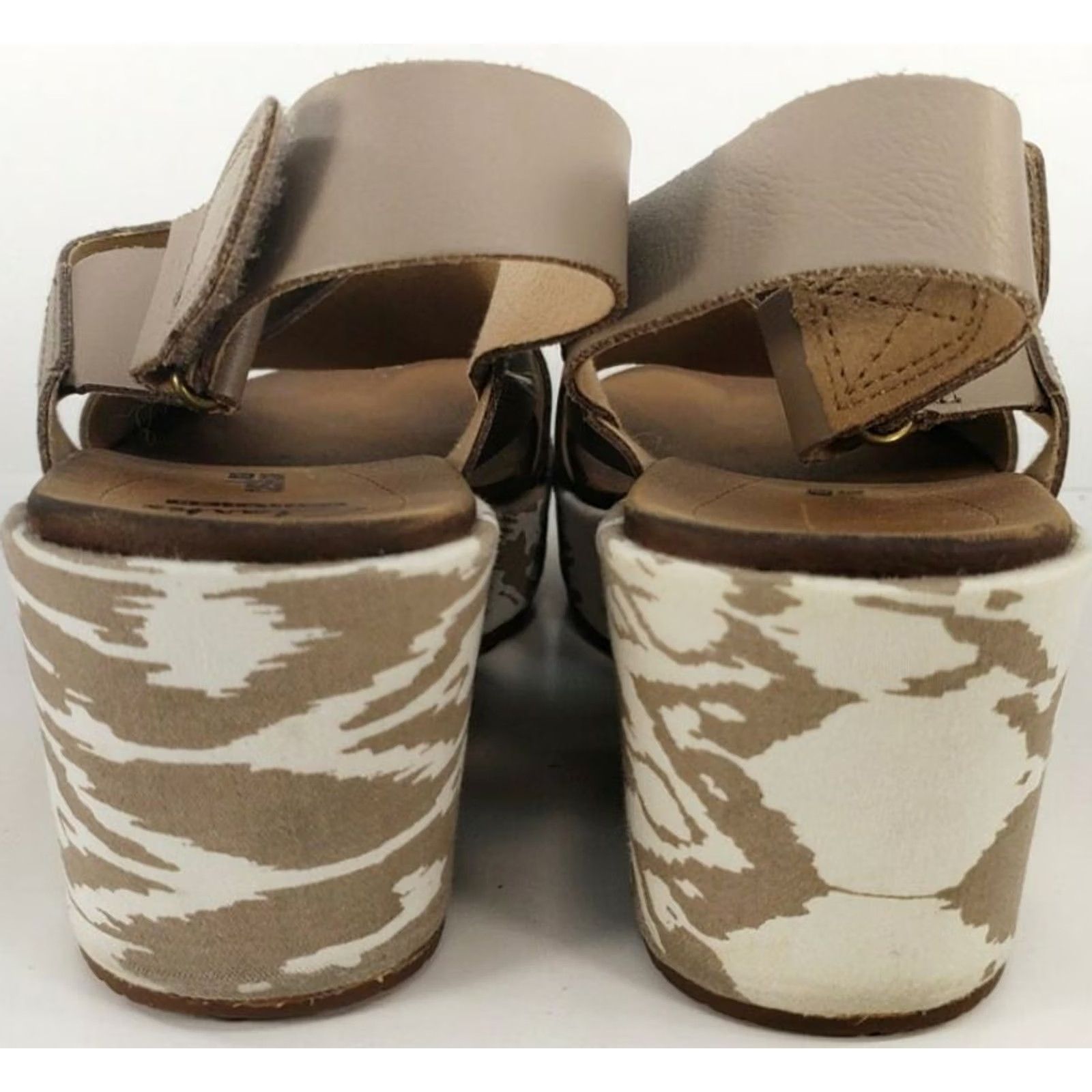 Clarks CLARKS Collection Soft Cushion Sandals Wedge Slingback Brown Beige X Crossover 7.5 Women Shoes Size US 5 / IT 35 - 6 Thumbnail