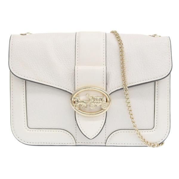 image of Coach Gerorgie Leather Wallet On Chain Crossbody Bag in White, Women's