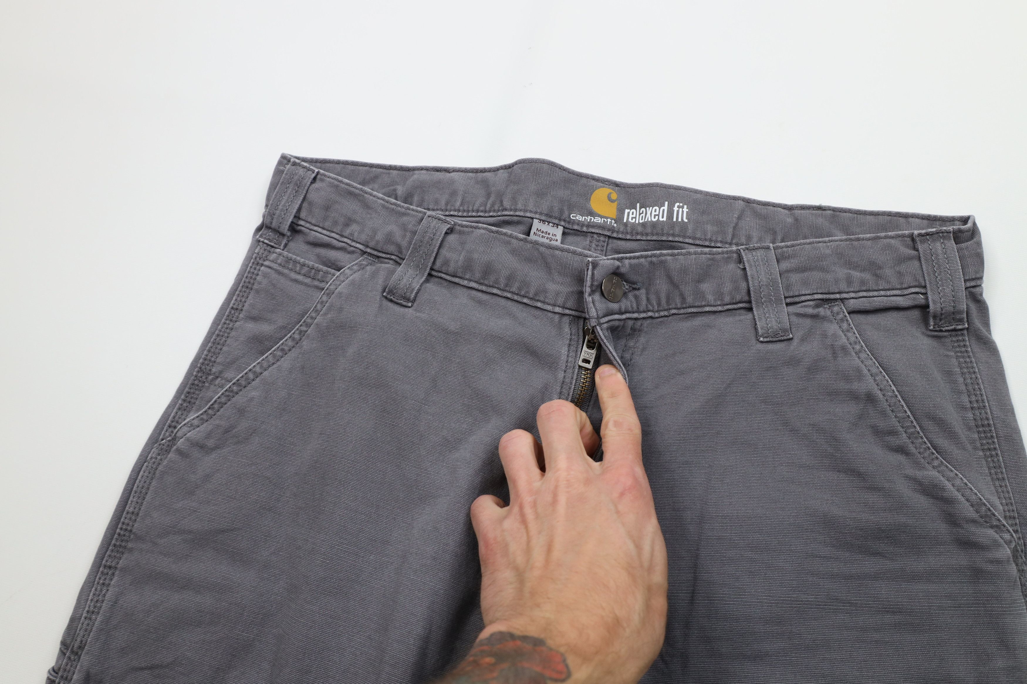 Carhartt Vintage Y2K Carhartt Wide Leg Canvas Dungaree Pants Gray Size US 36 / EU 52 - 6 Thumbnail