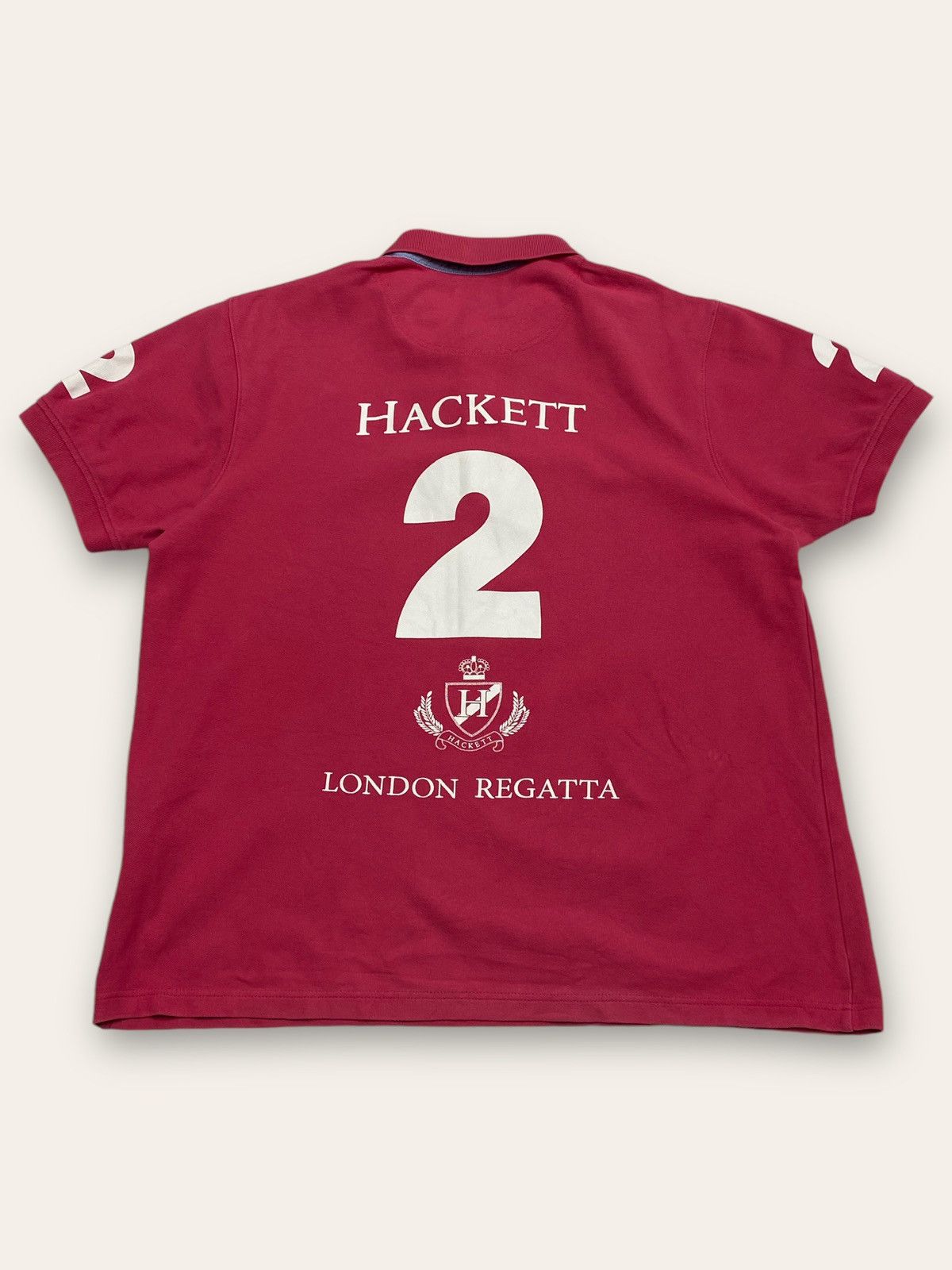 Hackett Vintage HACKETT Pink Crazy Many Logos Regatta Yacht Polo Y2K Size US XL / EU 56 / 4 - 1 Thumbnail