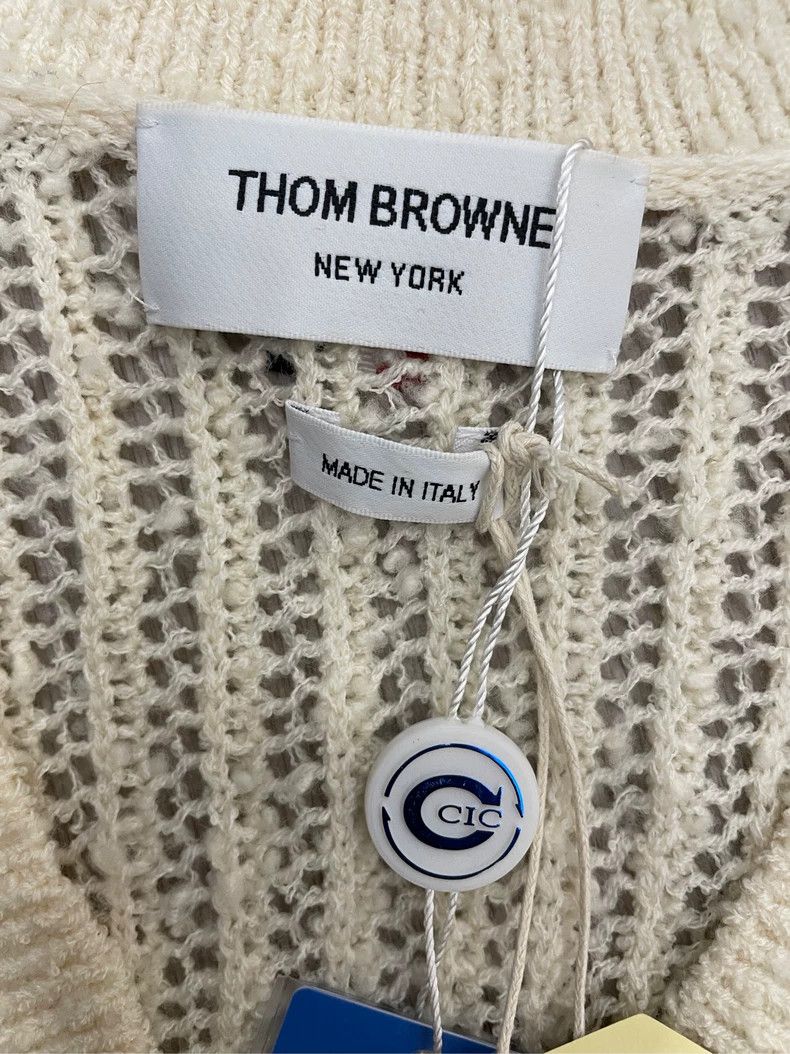Thom Browne Thom browne Black and white color-blocked hollow knitted fo Size M / US 6-8 / IT 42-44 - 5 Thumbnail