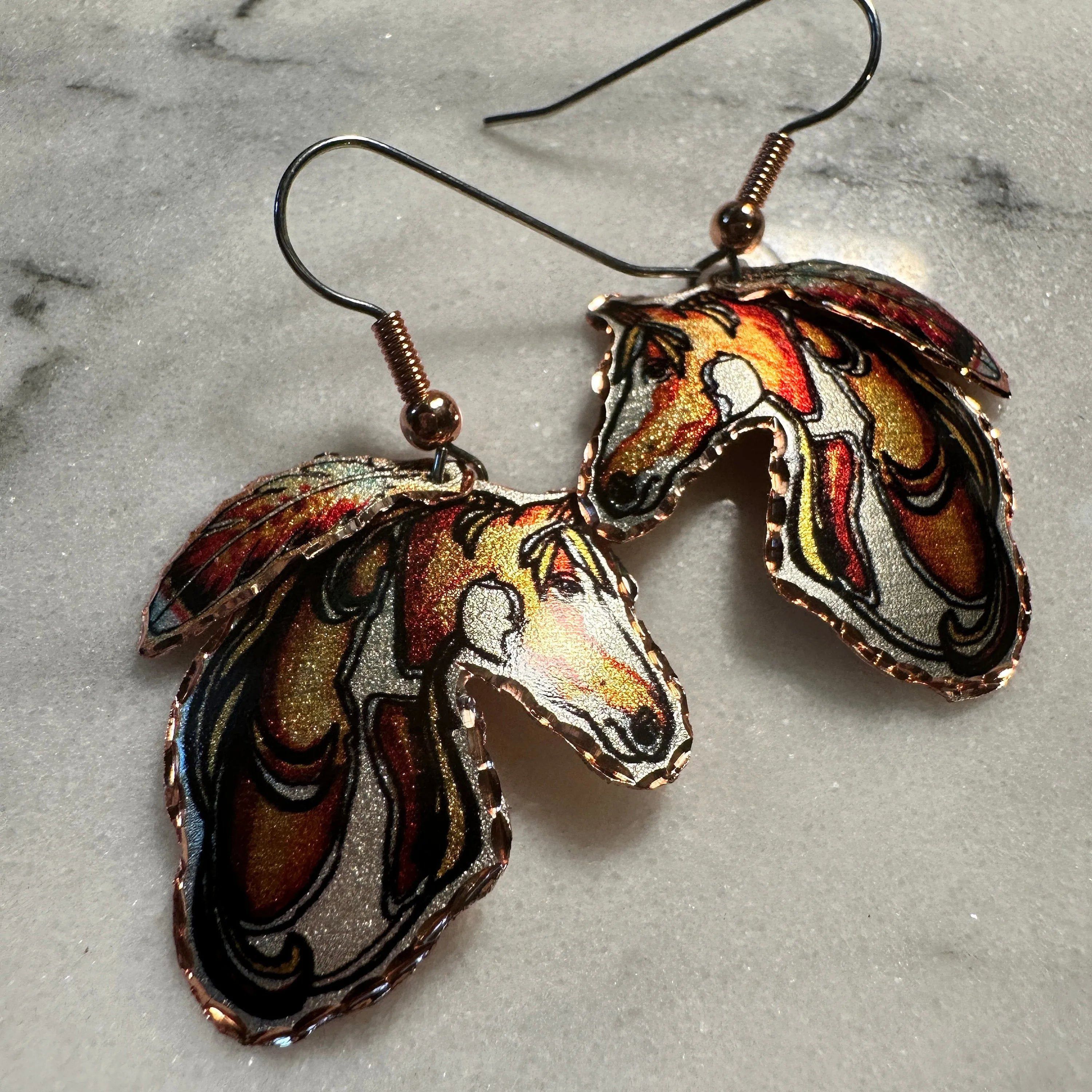 Other Handmade Boho Copper Feather Estuarian Horse Wire Drop Earri Size ONE SIZE - 6 Thumbnail