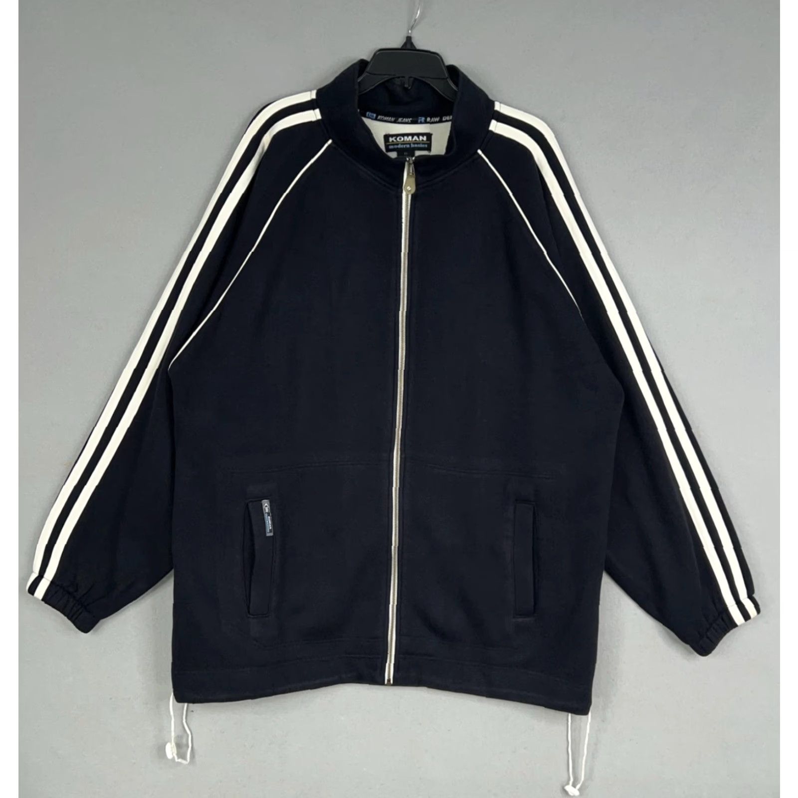 Vintage VINTAGE Koman Jacket Mens XL Black White Full Zip Track Striped Athletic Hip Hop Shirt Size US XL / EU 56 / 4 - 2 Thumbnail