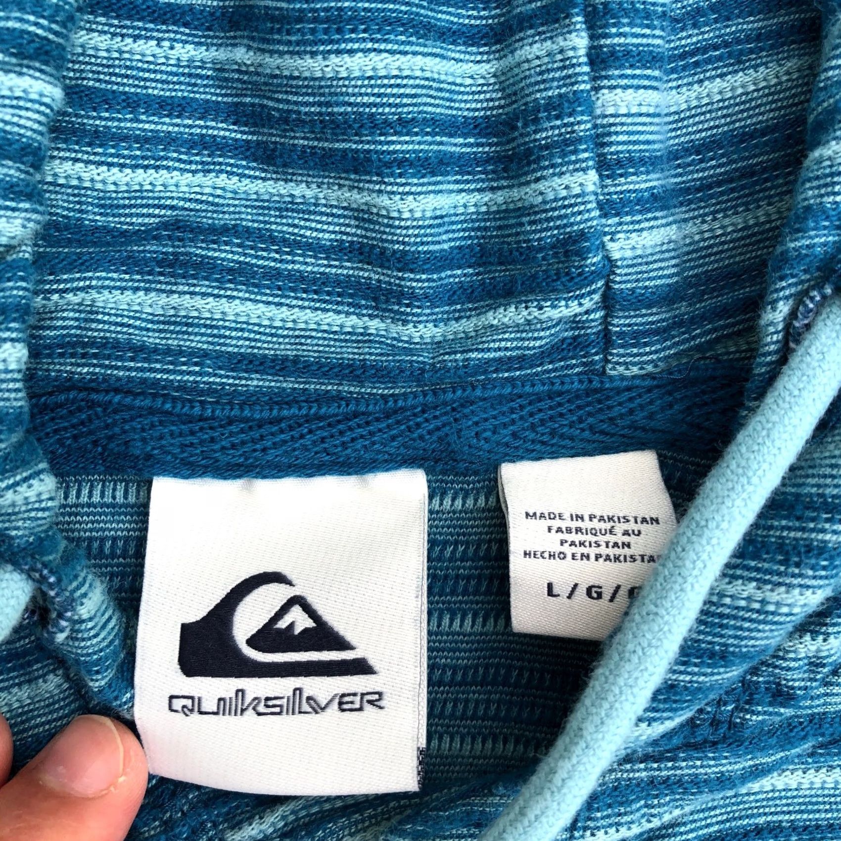 Quiksilver VTG Y2K QUICKSILVER Striped Hoodie Sweatshirt Men's LARGE Blue Pullover Cotton Size US L / EU 52-54 / 3 - 5 Thumbnail