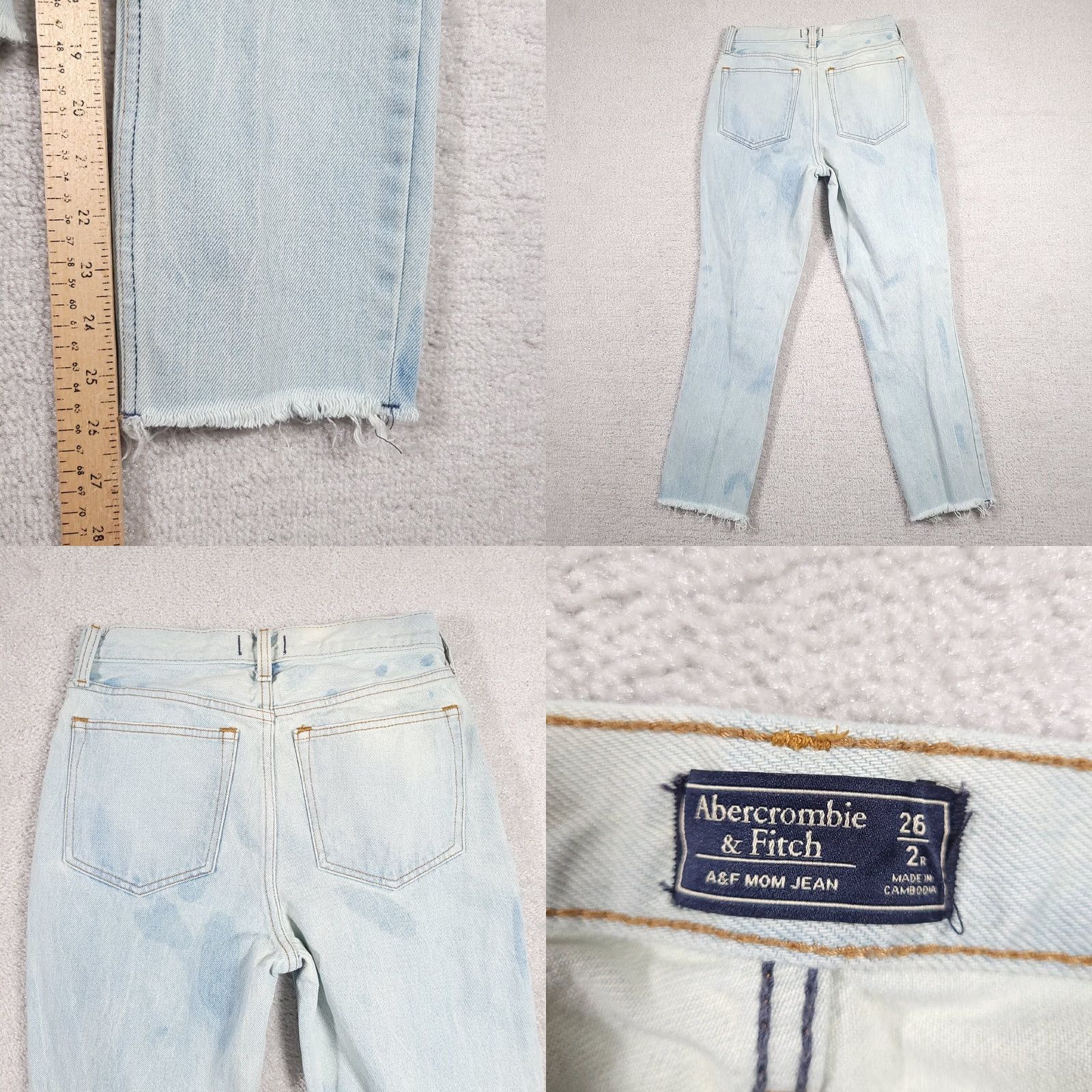 Abercrombie & Fitch Abercrombie & Fitch Mom Jeans Women's 2R 26 Ankle Crop Acid Wash Distressed Blue 90s Retro Size 26" / US 2 / IT 38 - 8 Thumbnail