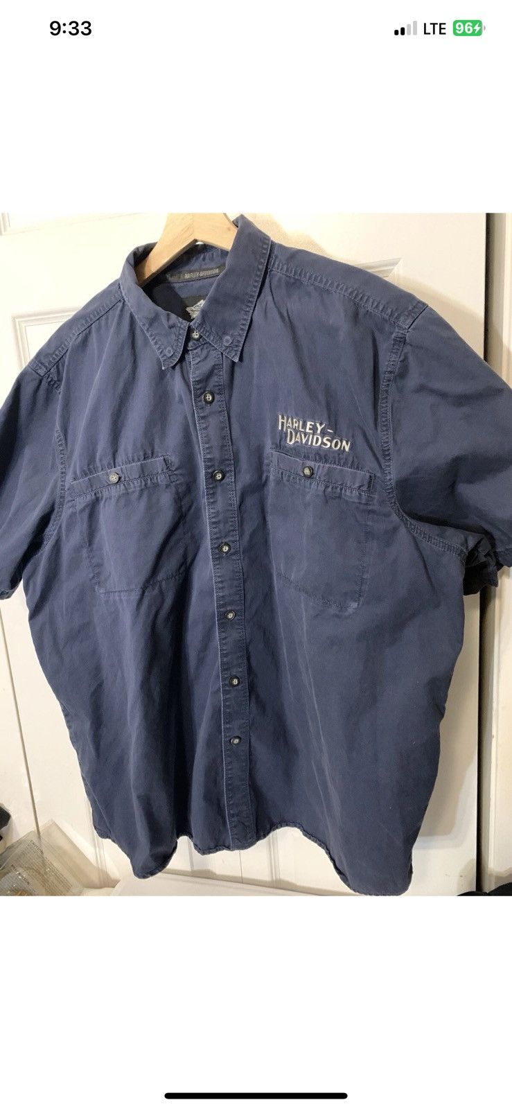 Harley Davidson Harley Davidson mens sz 2XL gray blue mechanic shirt shop Size US XXL / EU 58 / 5 - 5 Thumbnail