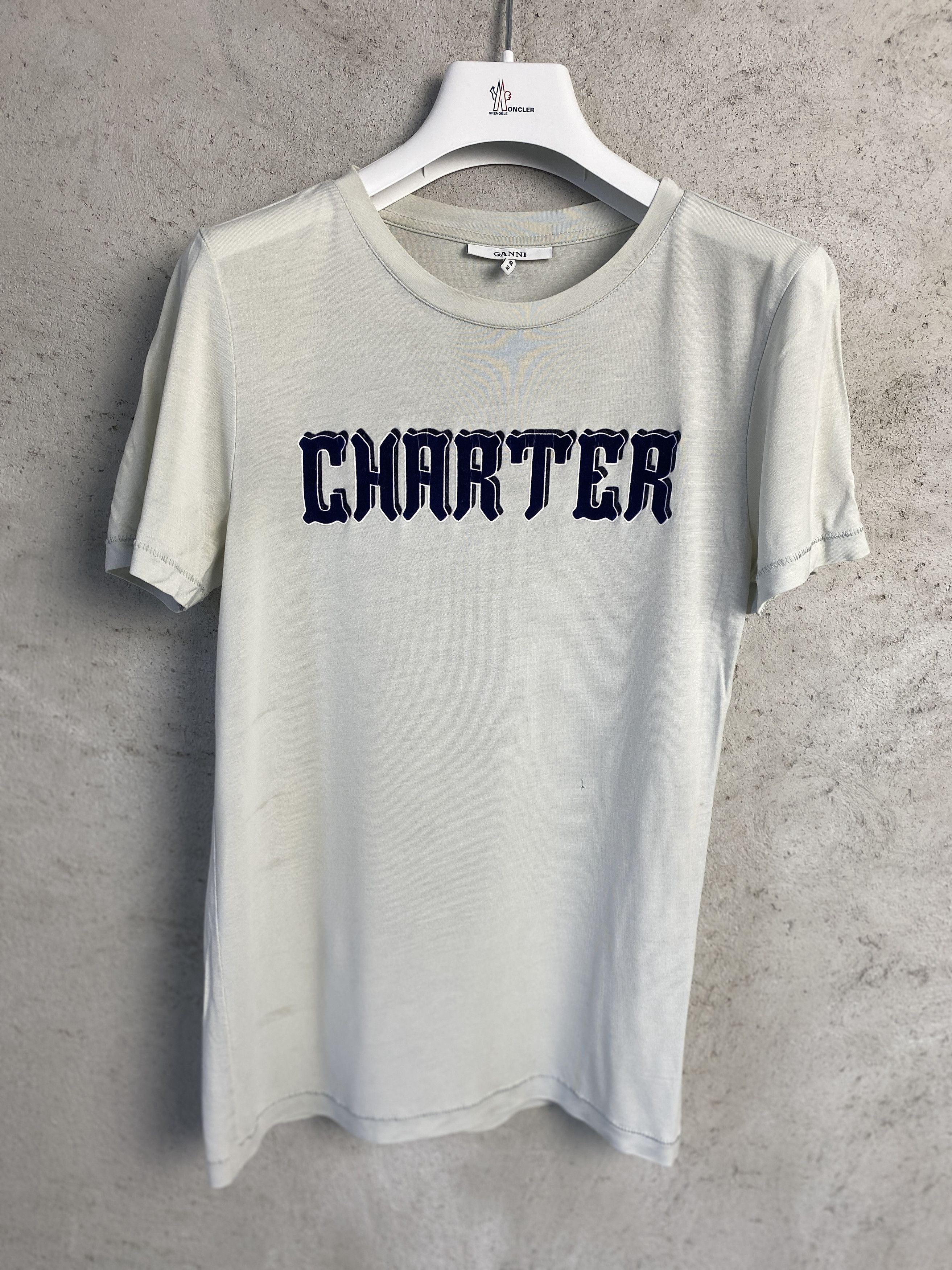 Ganni Ganni Charter big logo t-shirt tee casual scandi Size M / US 6-8 / IT 42-44 - 1 Thumbnail