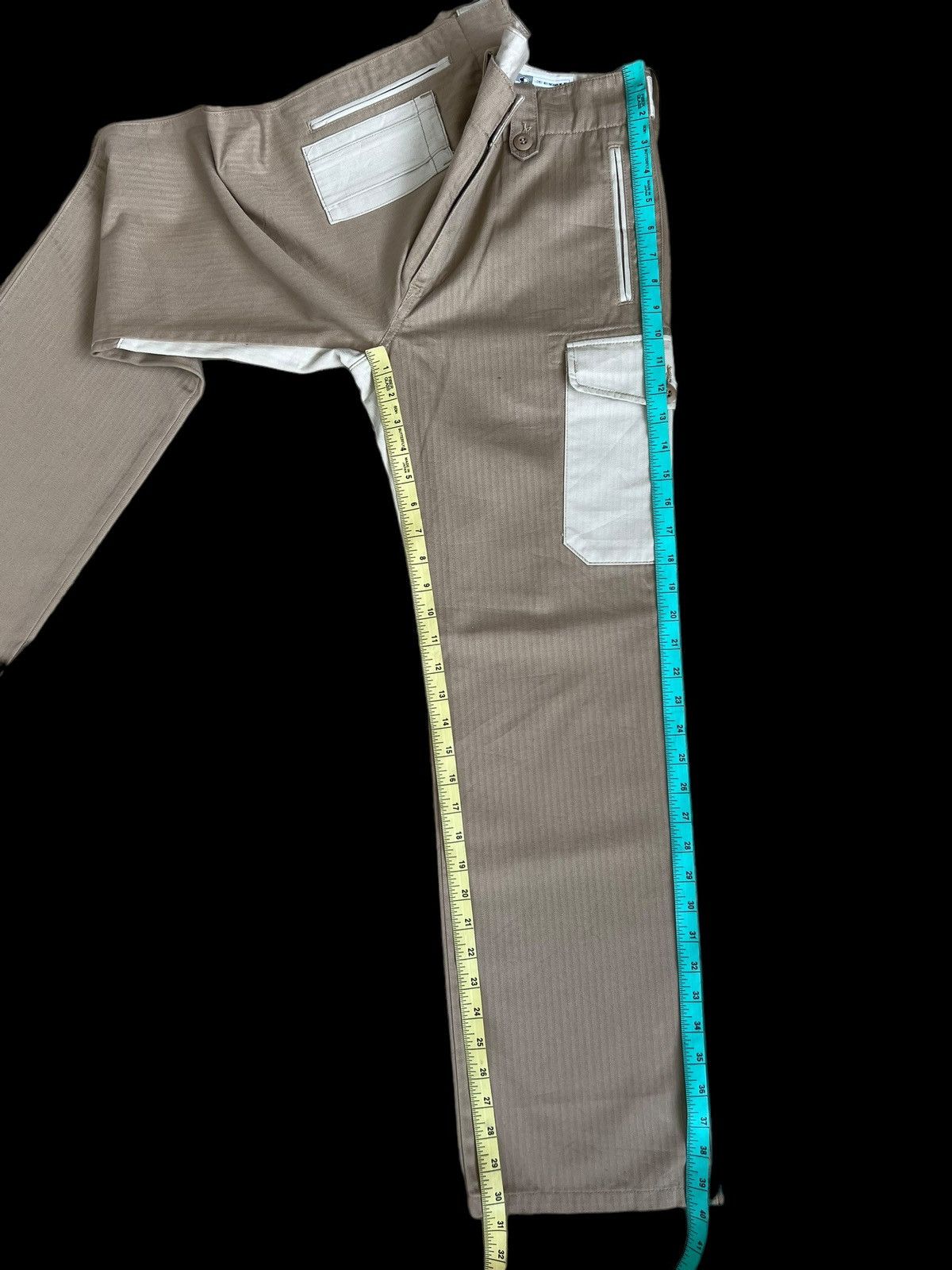 Post Overalls Made in Japan Herringbone Twill Patchwork Cargo Size US 31 - 5 Thumbnail