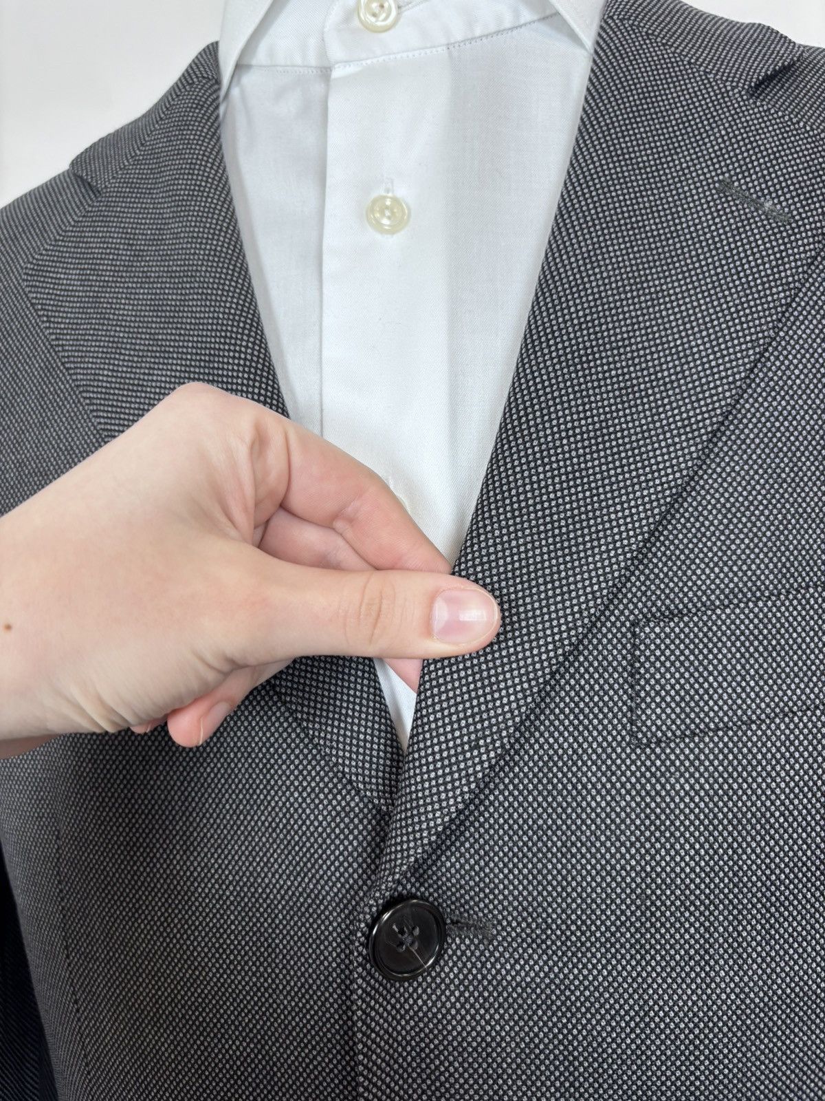 SCABAL Scabal Men’s Grey Wool Blazer Jacket 3-Buttons Classic Size 46R - 9 Thumbnail