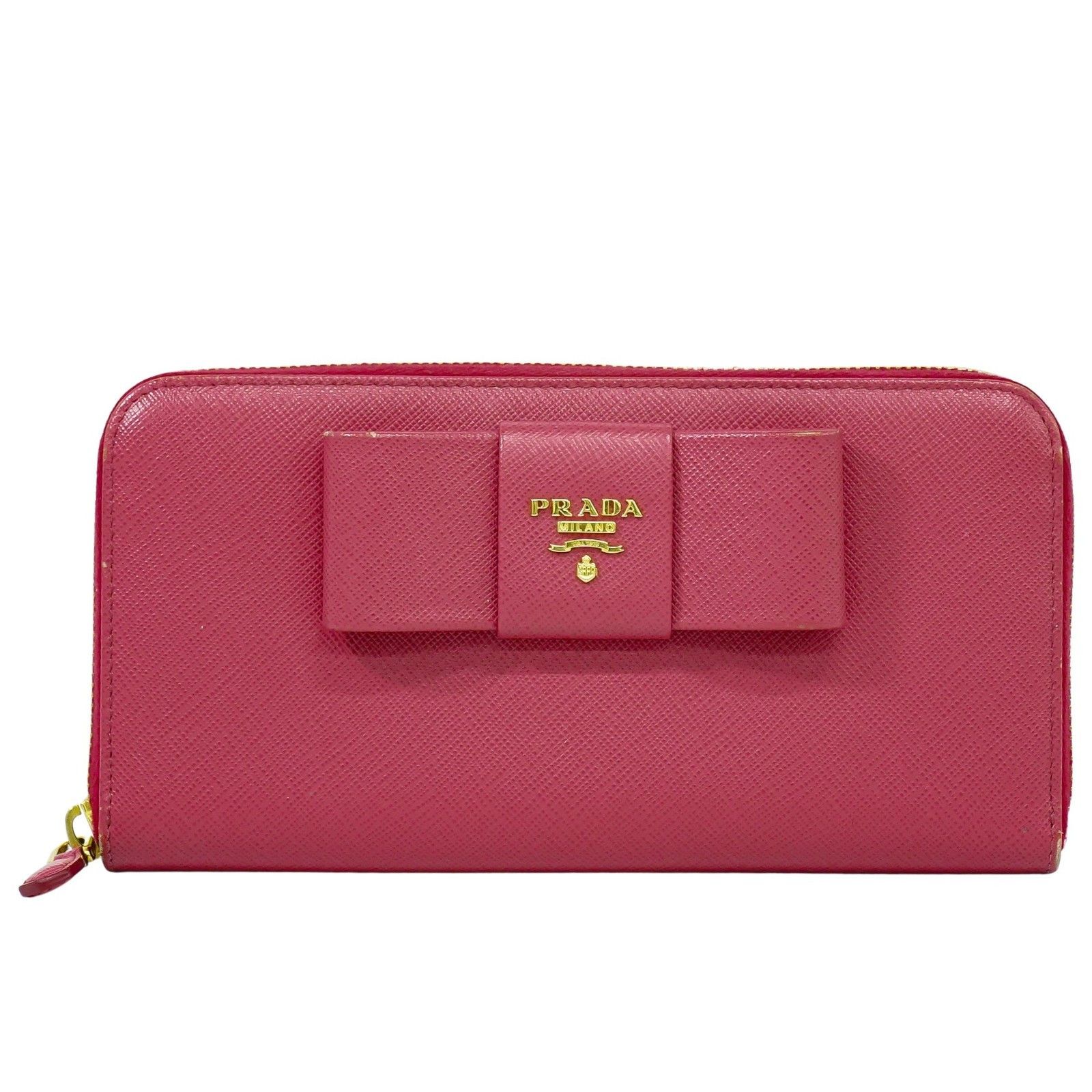 Prada Prada Bow Zip Around Wallet Saffiano Leather Size ONE SIZE - 1 Thumbnail