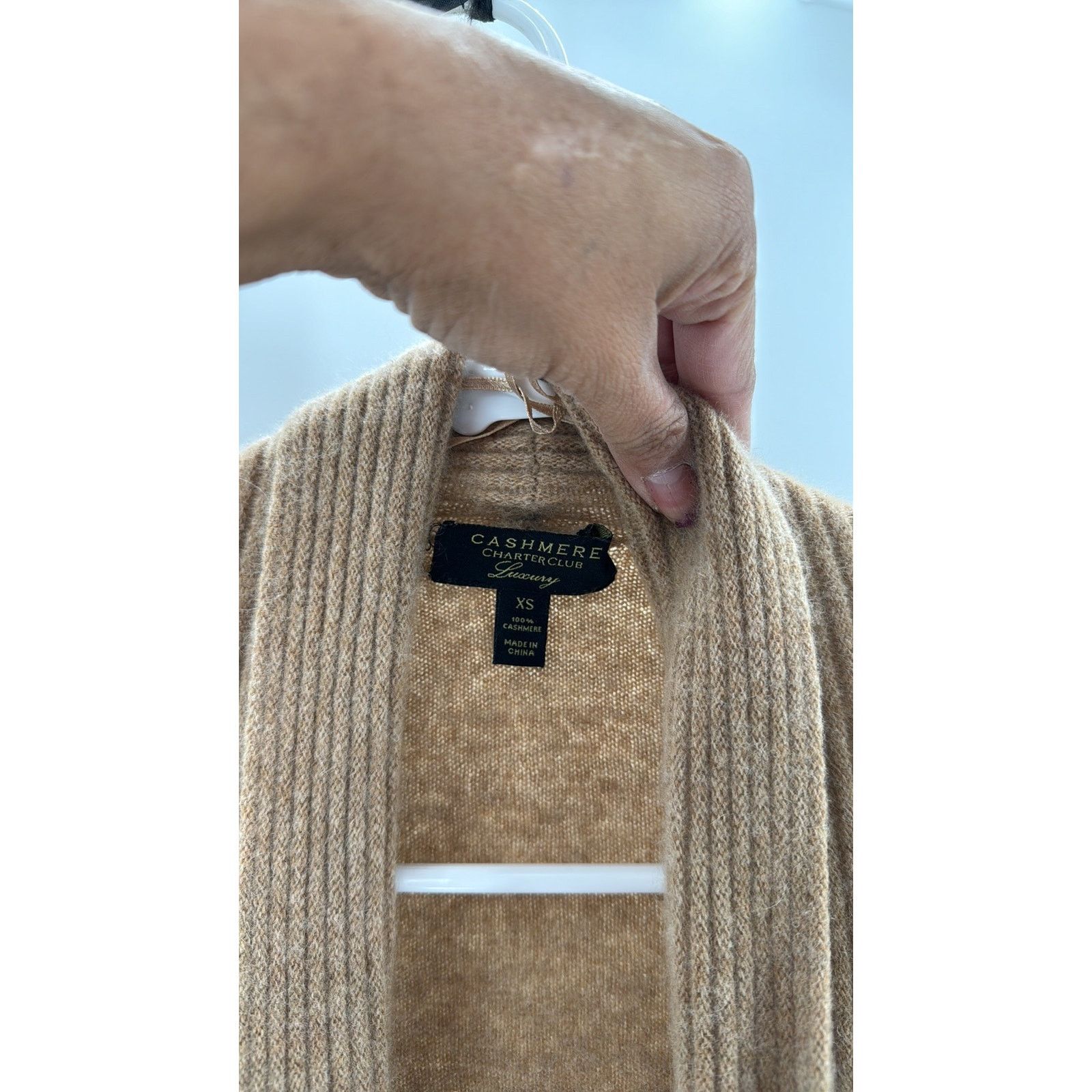 Other Charter Club Cashmere Ribbed Draped Tan Cardigan Sweater Size XS / US 0-2 / IT 36-38 - 3 Thumbnail
