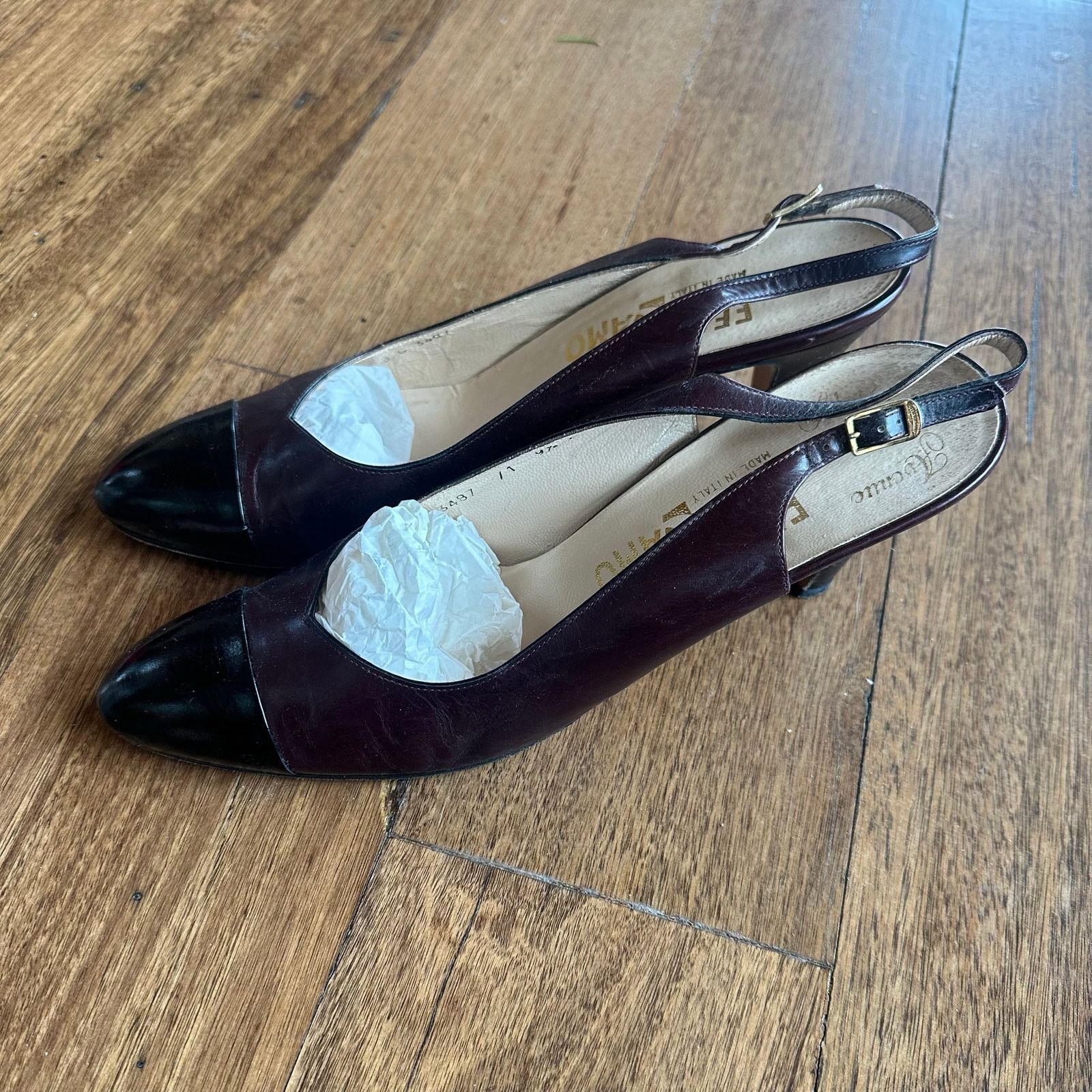 Salvatore Ferragamo Vintage Ferragamo slingback pumps maroon 9.5 Size US 9.5 / IT 39.5 - 3 Thumbnail