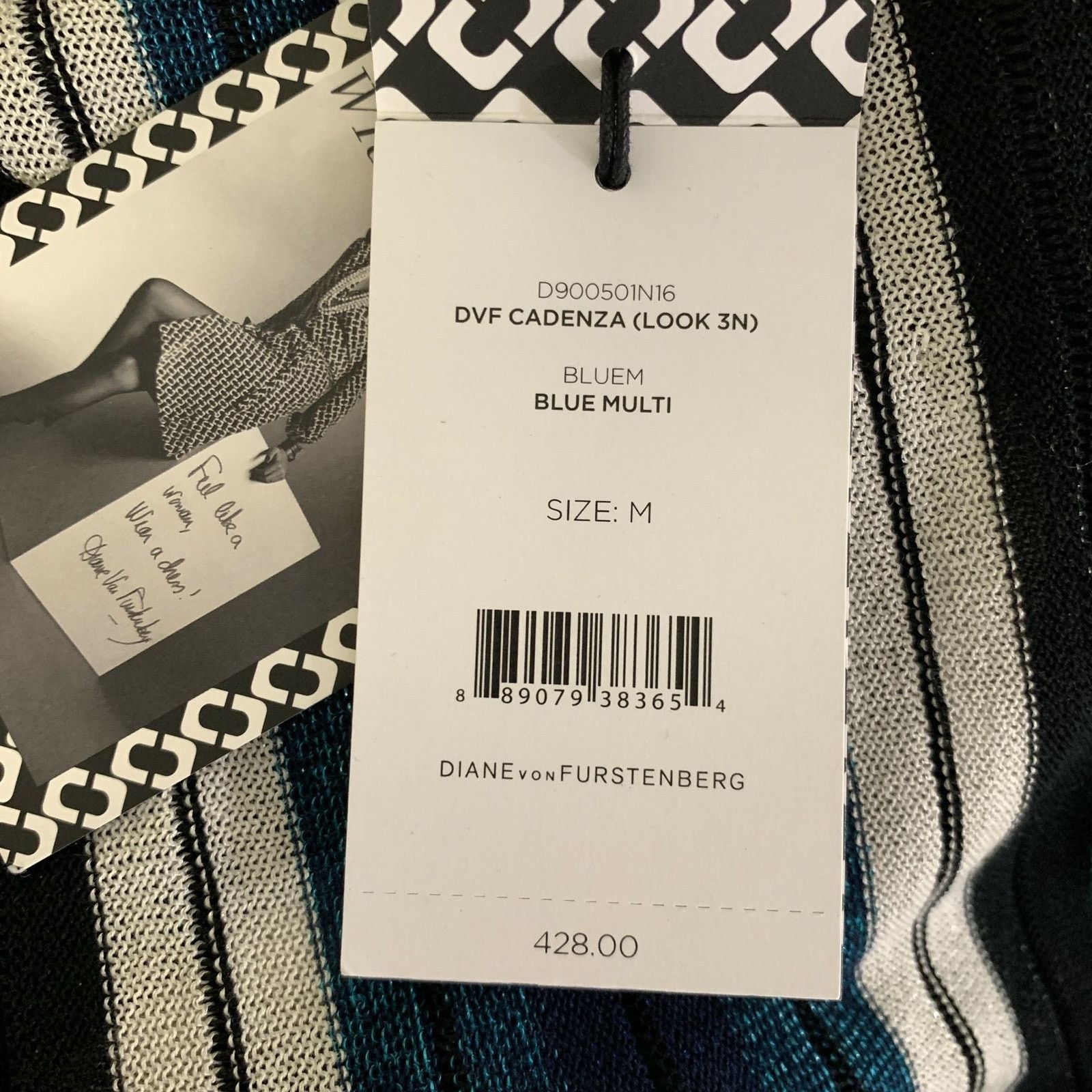 Diane von Furstenberg DVF M Black Green Silk Blend Stripe Wrap Mid-Calf Dress Size M / US 6-8 / IT 42-44 - 7 Thumbnail