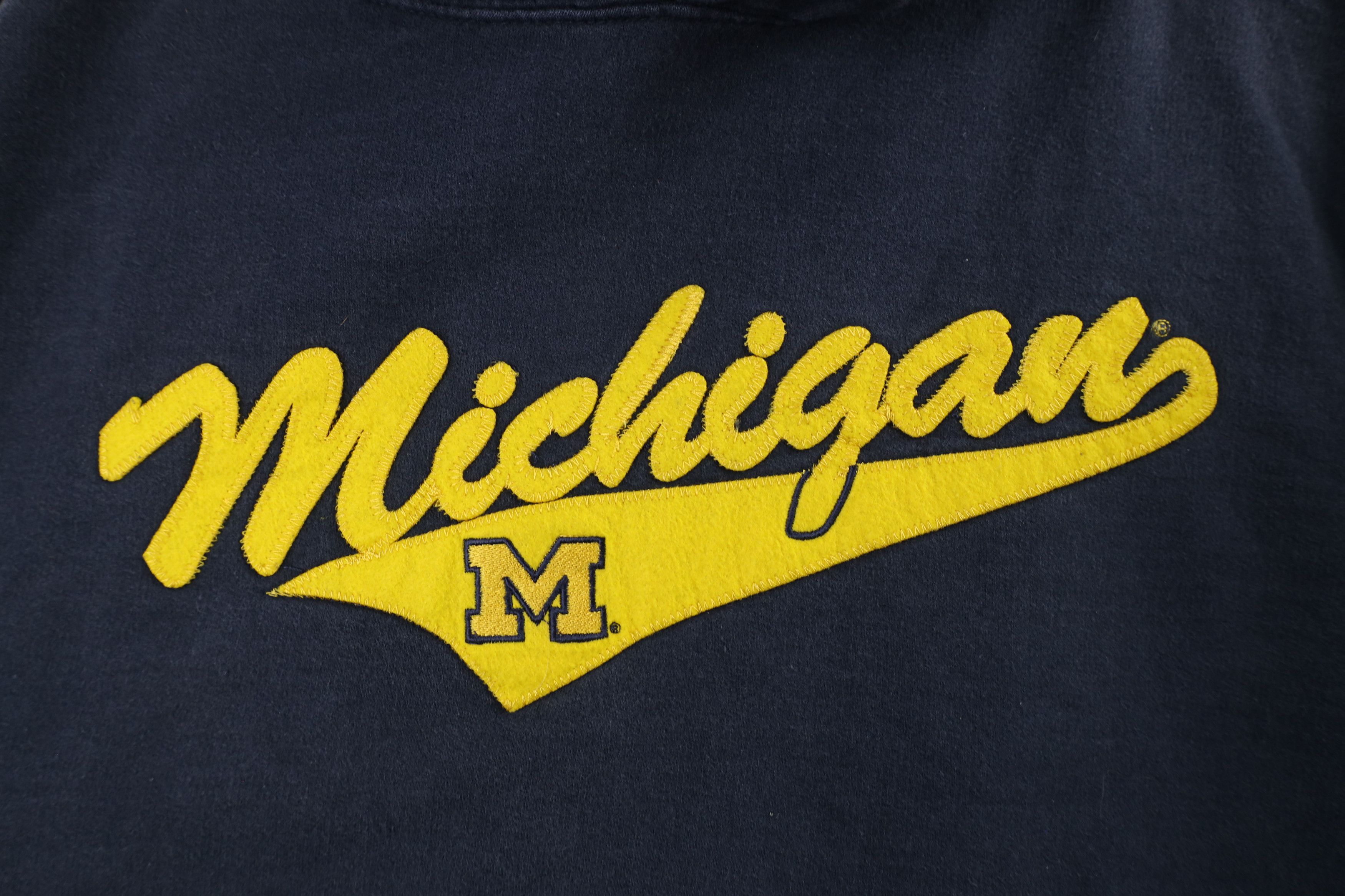 Vintage Vintage 90s Spell Out Script University of Michigan Hoodie Size L / US 10 / IT 46 - 5 Thumbnail