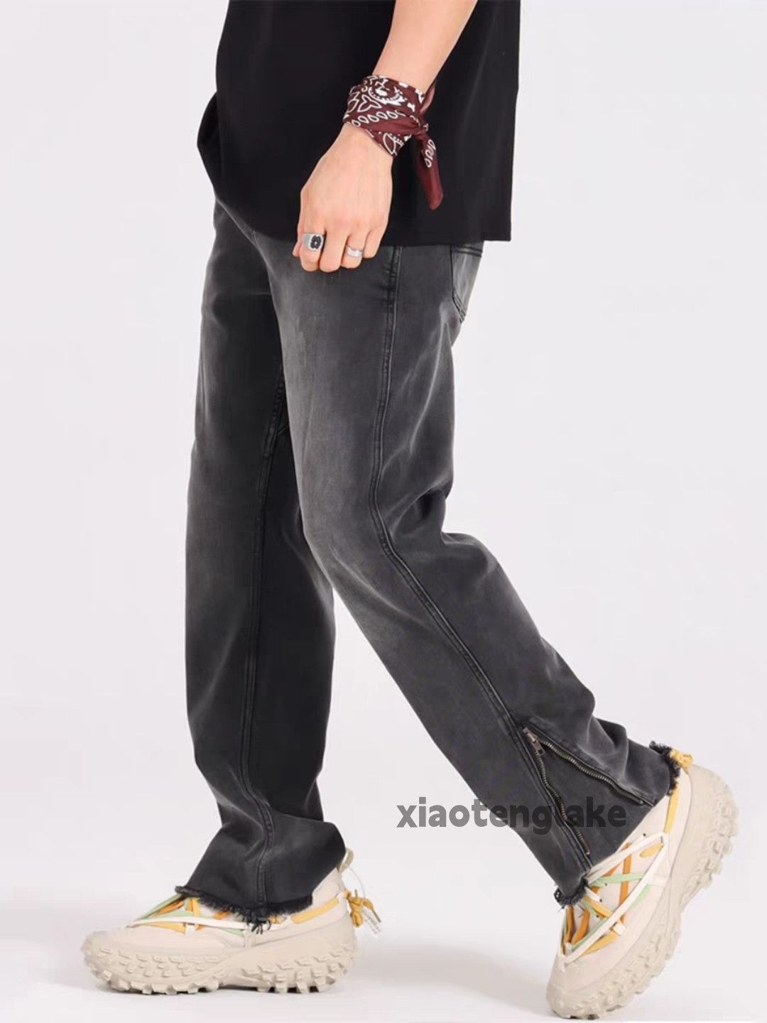 Jean × Vintage zipper utility washed faded cleanfit punk flared jeans Size US 28 / EU 44 - 4 Thumbnail