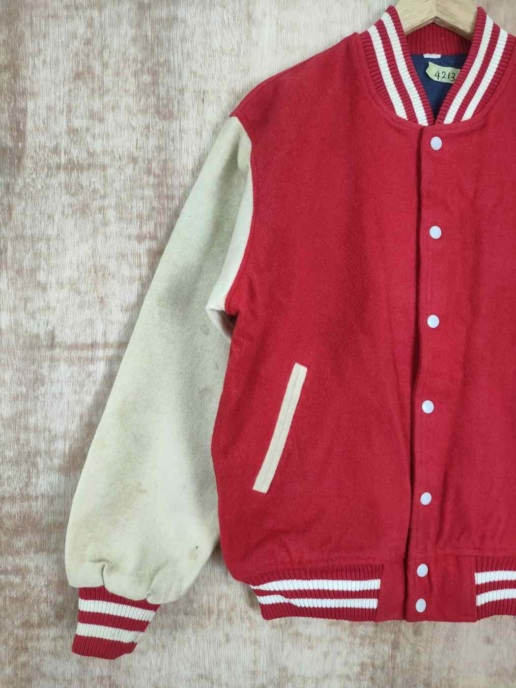 Vintage Die Casting red varsity jacket wool vintage #4213 DLAL Size US L / EU 52-54 / 3 - 7 Thumbnail
