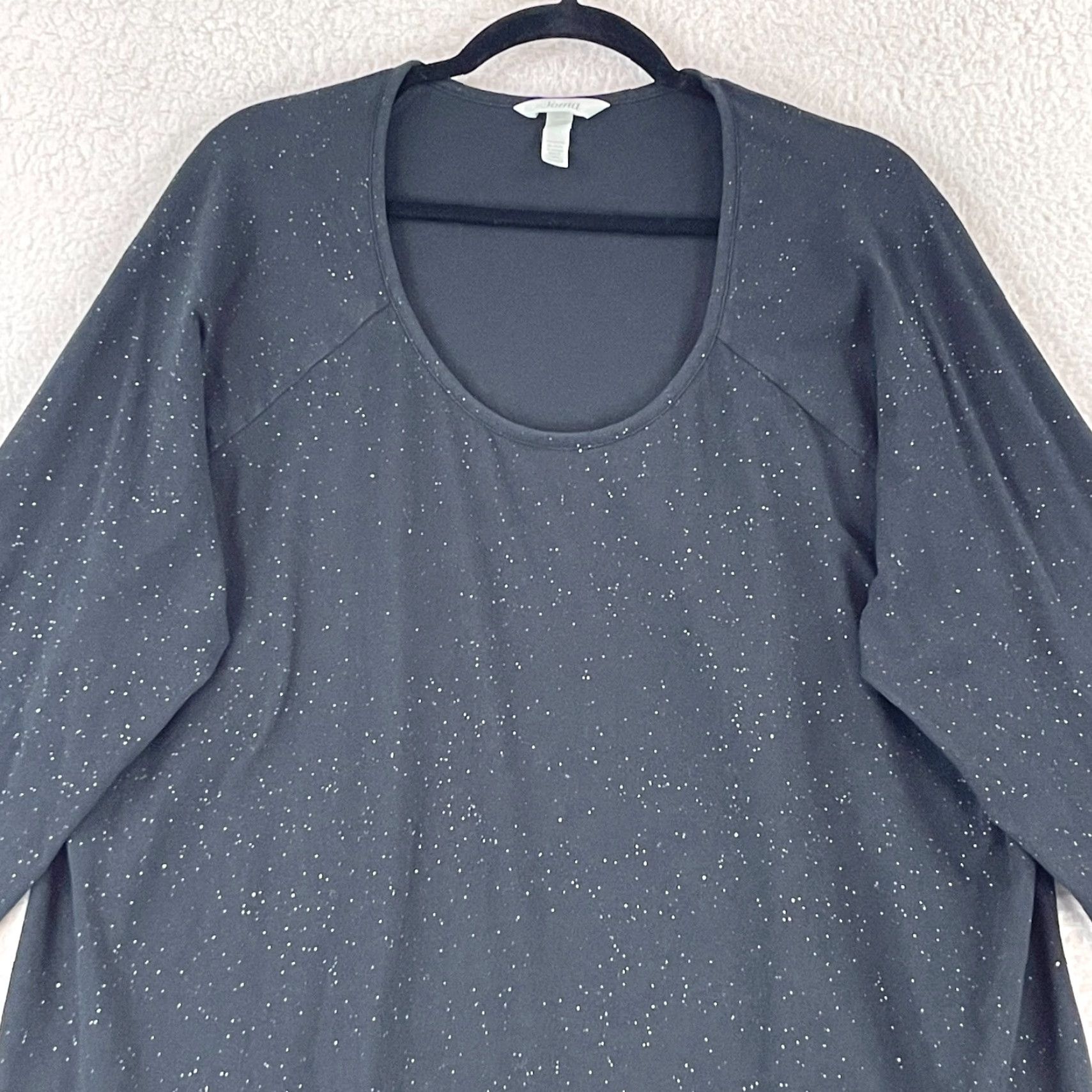 Vintage Soma Black Silver Sparkling Long Sleeve Pajama Dress Womens Pullover XXL Frog City Classic Designer Dress Size XXL / US 16-18 / IT 52-54 - 2 Thumbnail