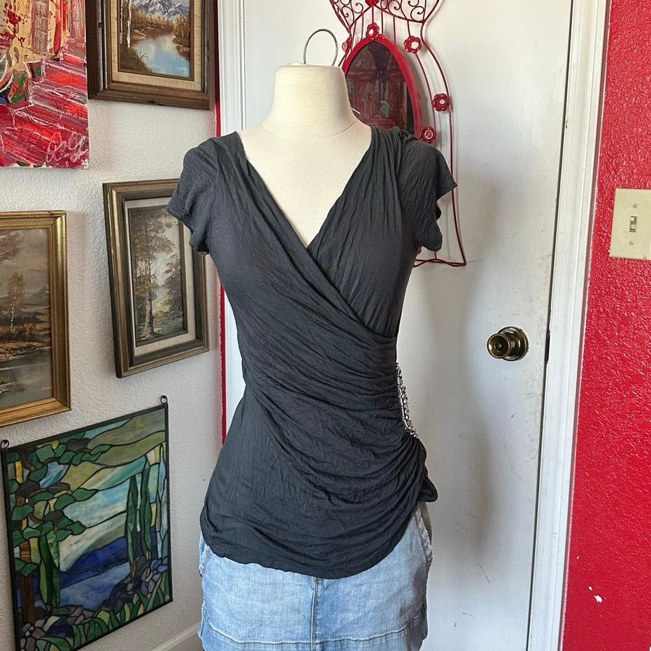 Other pretty good gray beaded studded short sleeve top Size S / US 4 / IT 40 - 1 Thumbnail