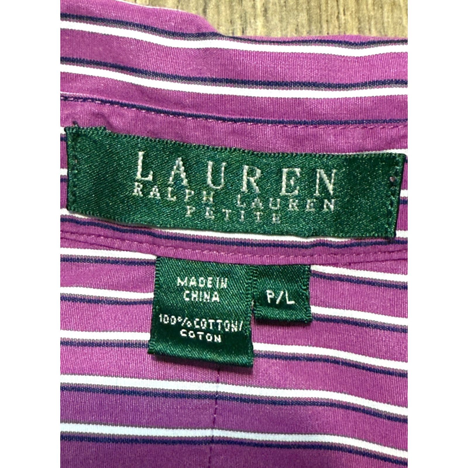 Ralph Lauren Lauren Ralph Lauren Shirt Womens Petite Large Purple Black White Button Up Size L / US 10 / IT 46 - 5 Thumbnail