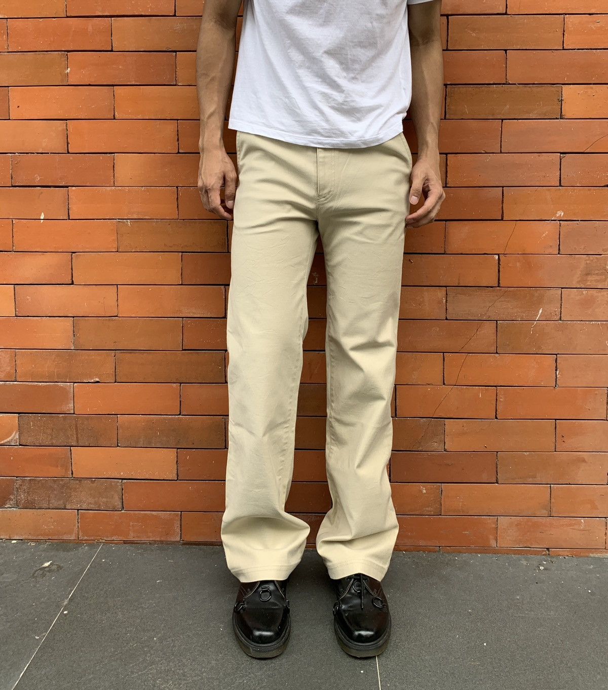 image of Hai Sporting Gear x Issey Miyake Slim Flared Trousers in Beige, Men's (Size 29)