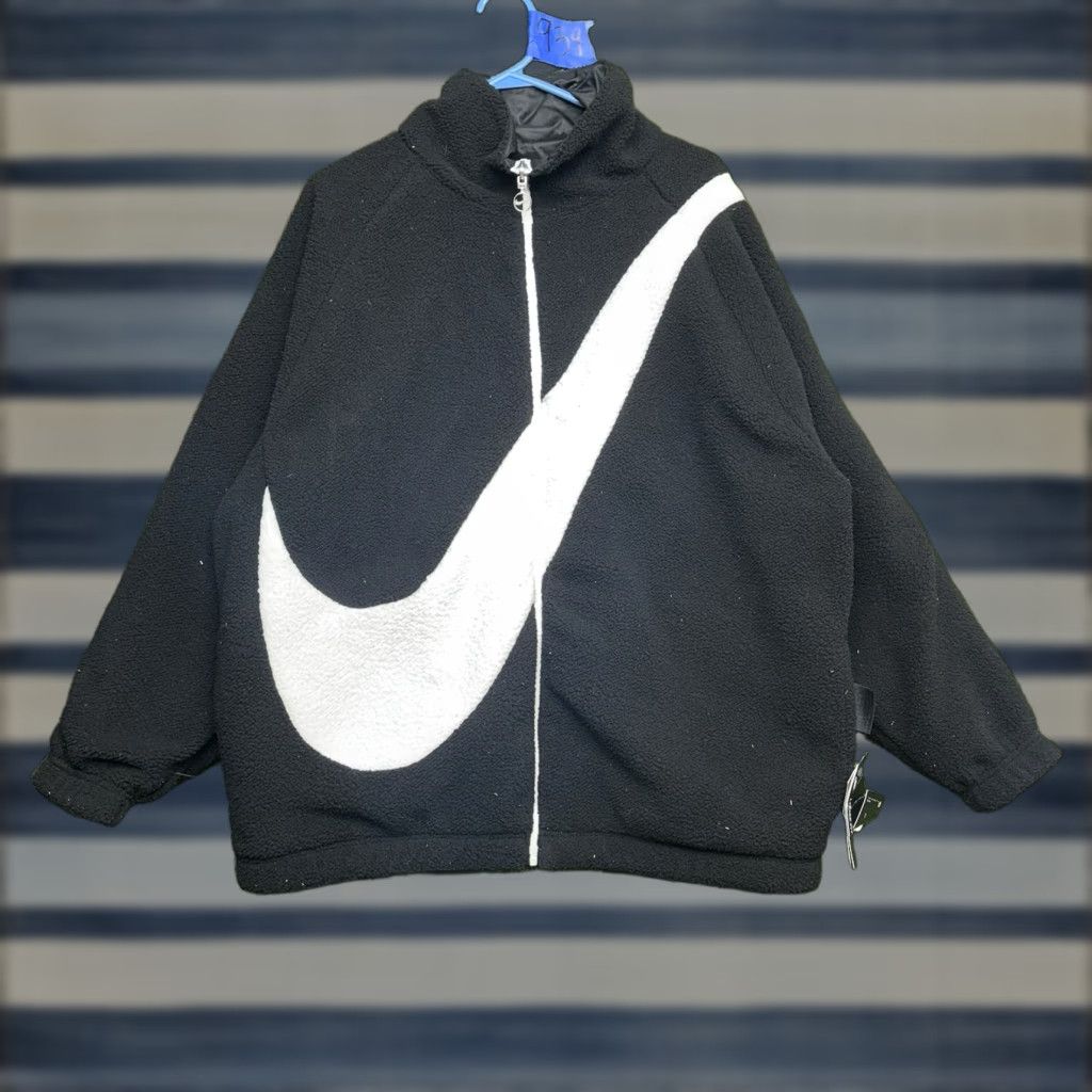 VINTAGE Nike Reversible Jacket Womens S Black Nike Sportswear Varsity Jacket Logo 90s Mens Womens