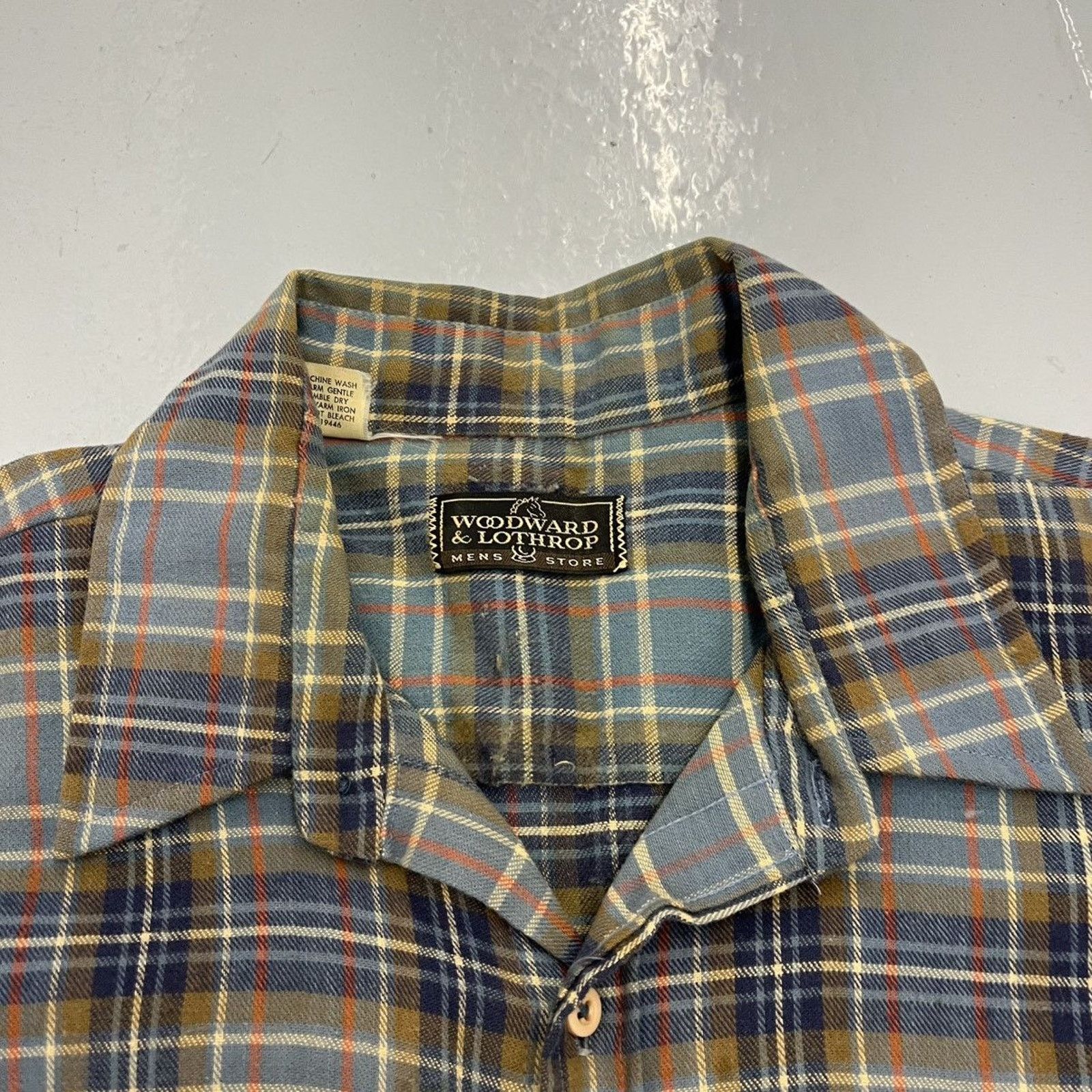 Other Vintage 70s Woodward & Lothrop Blue Plaid Cotton Flannel Size US L / EU 52-54 / 3 - 3 Thumbnail