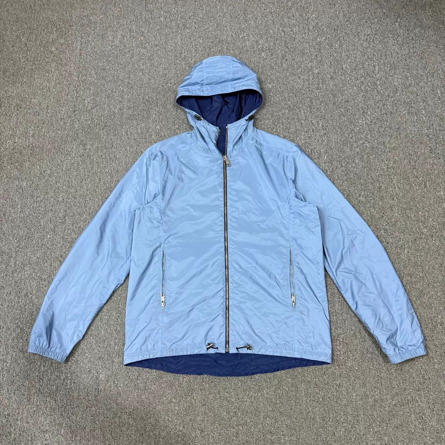 Prada Prada Blue Double-Faced Nylon Logo Hem Jacket 54 99 New Size US L / EU 52-54 / 3 - 2 Thumbnail