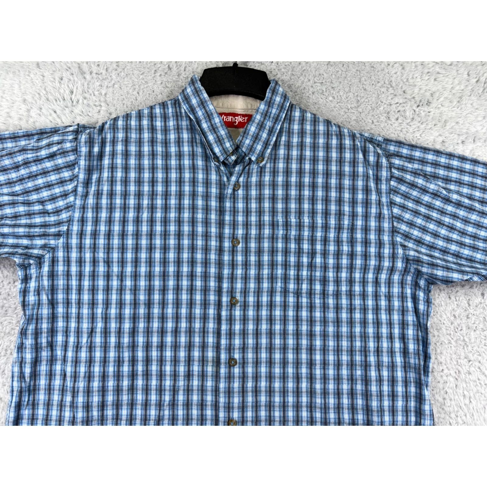 Wrangler Wrangler Shirt Mens Large Blue Plaid 100% Cotton Western Button-Up Pocket Size US L / EU 52-54 / 3 - 4 Thumbnail