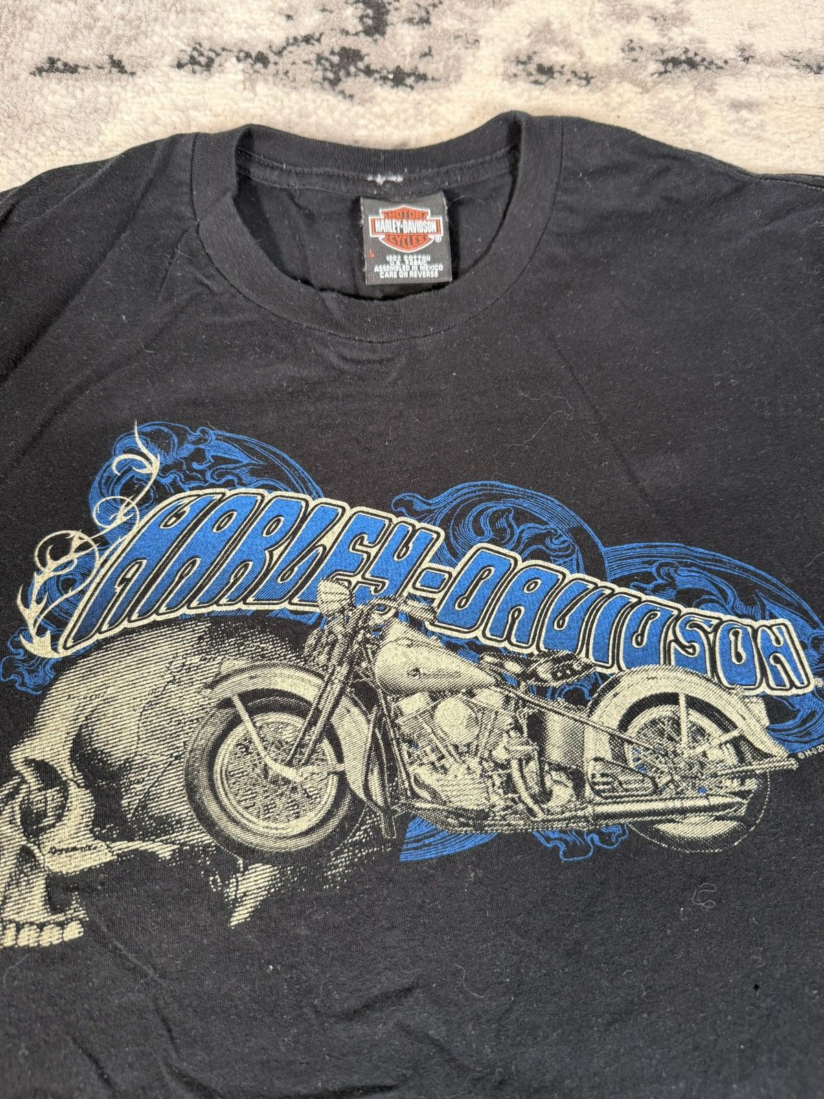 Harley Davidson Y2K 2005 Harley Davidson Skull Brossard Biker T-Shirt Size US L / EU 52-54 / 3 - 3 Thumbnail