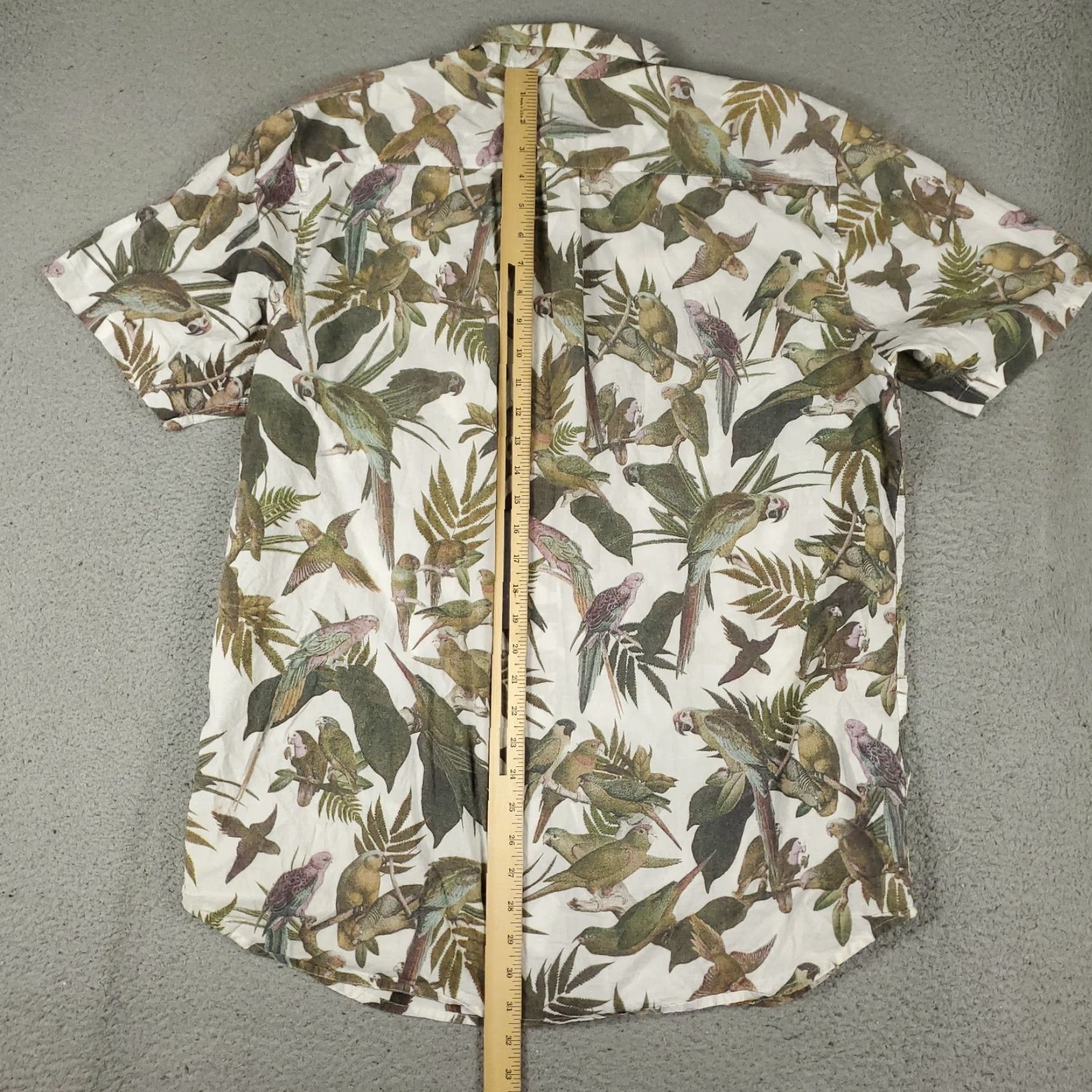 RVCA RVCA Shirt Mens XL Green Parrot Print Button-Up Short Sleeve Casual Cotton Size US XL / EU 56 / 4 - 4 Thumbnail