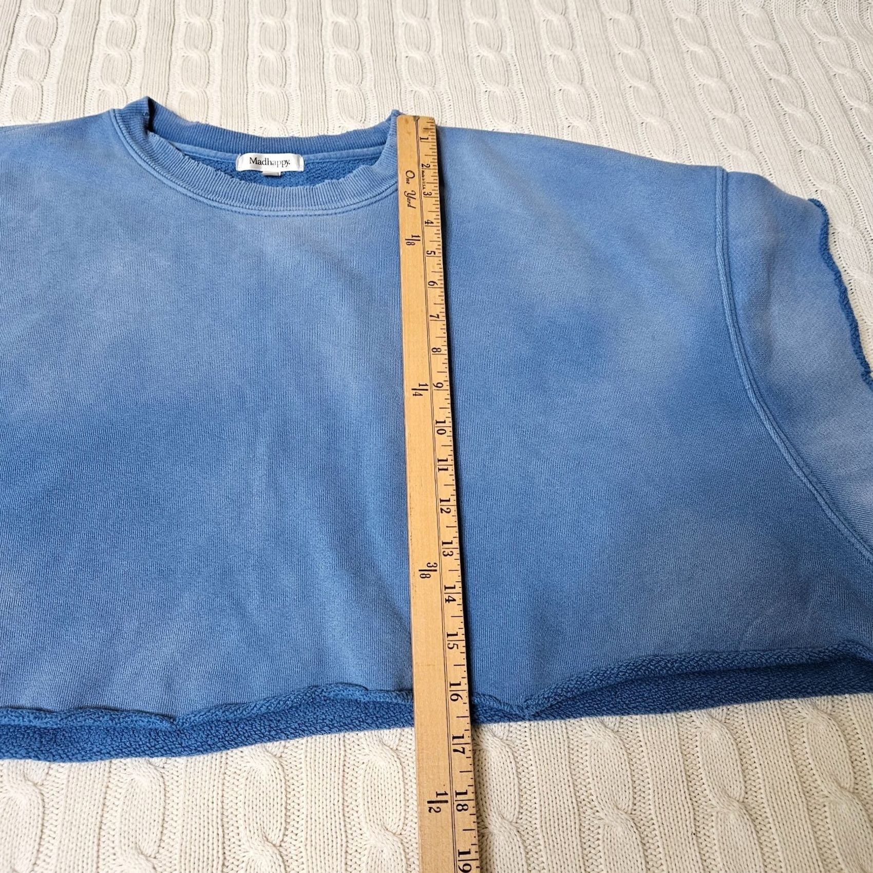 Madhappy MADHAPPY Women's Blue Acid Wash Cropped Sweatshirt Top Regular Size L Size L / US 10 / IT 46 - 5 Thumbnail