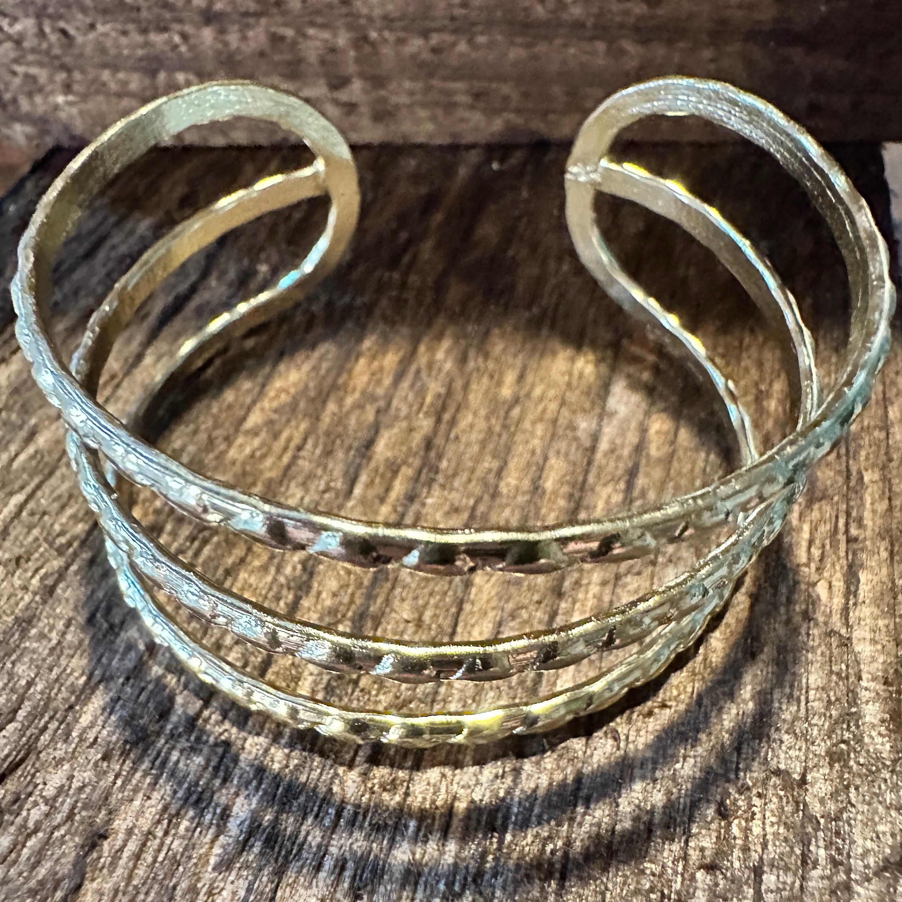 Other Handcrafted Boho Gold Plated Adjustable Cuff Bracelet - 3 Te Size ONE SIZE - 4 Thumbnail