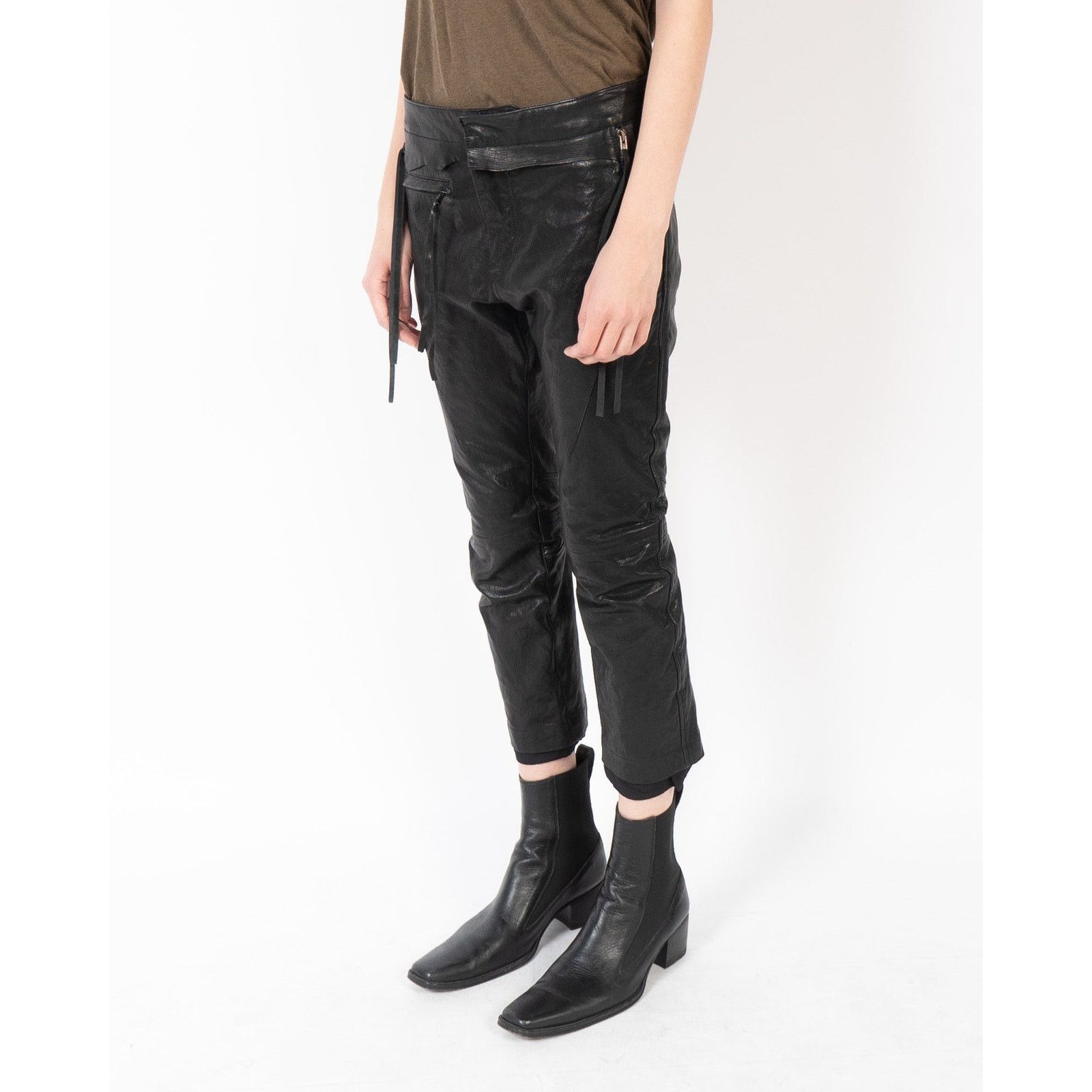 Haider Ackermann SS16 Distressed Waist Trousers in Black Leather Size 26" / US 2 / IT 38 - 2 Thumbnail