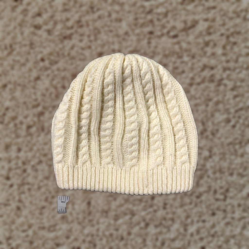 Vintage Aris Beanie Womens One Size White Cable Knit Acrylic Winter Ski Size ONE SIZE - 1 Thumbnail