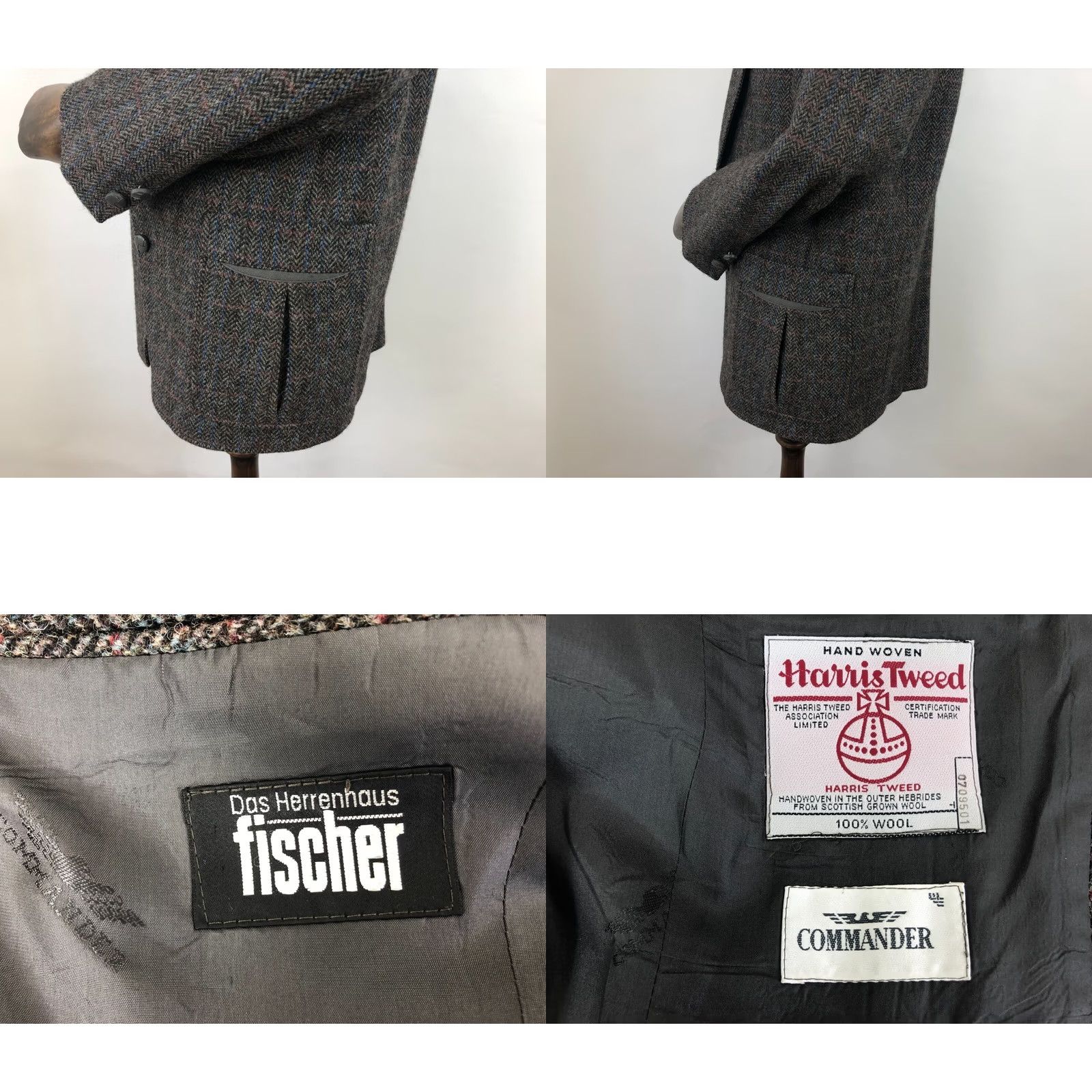 Harris Tweed Harris Tweed Blazer Pure New Wool Men Gray Classic Size 44L - 8 Thumbnail