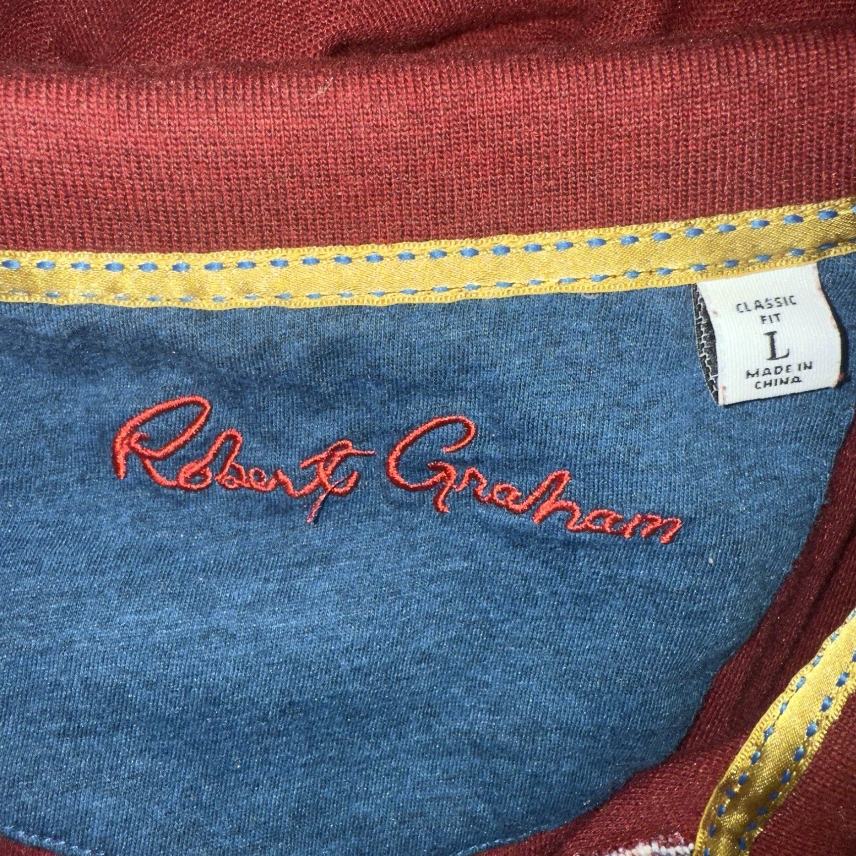 Robert Graham Robert Graham Polo Shirt Red Cotton Blend Classic Fit Mens Size L Size US L / EU 52-54 / 3 - 4 Thumbnail