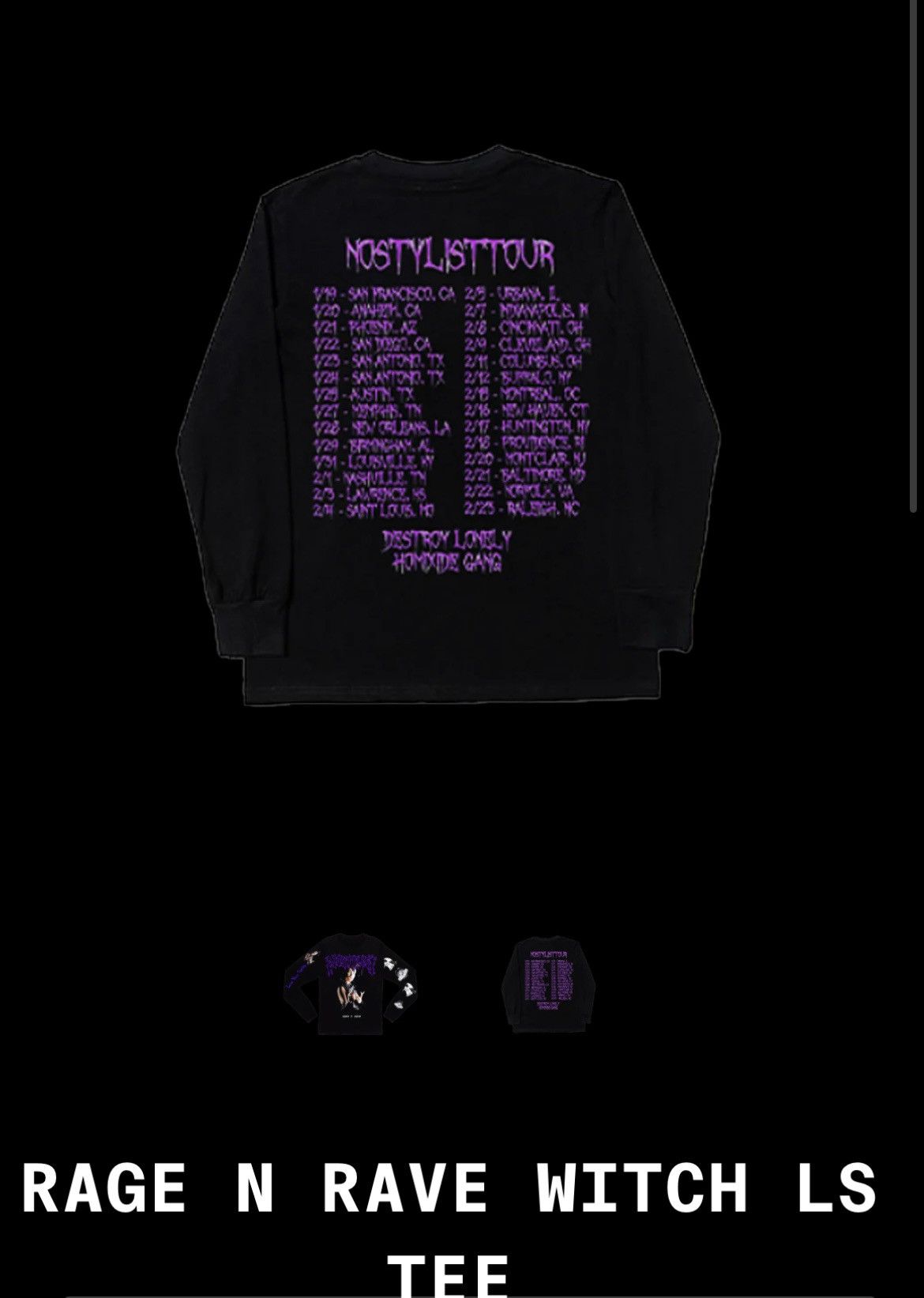 Ken Carson DESTROY LONELY MERCH RAVE N RAVE NOSTYLIST TOUR Size US L / EU 52-54 / 3 - 2 Thumbnail