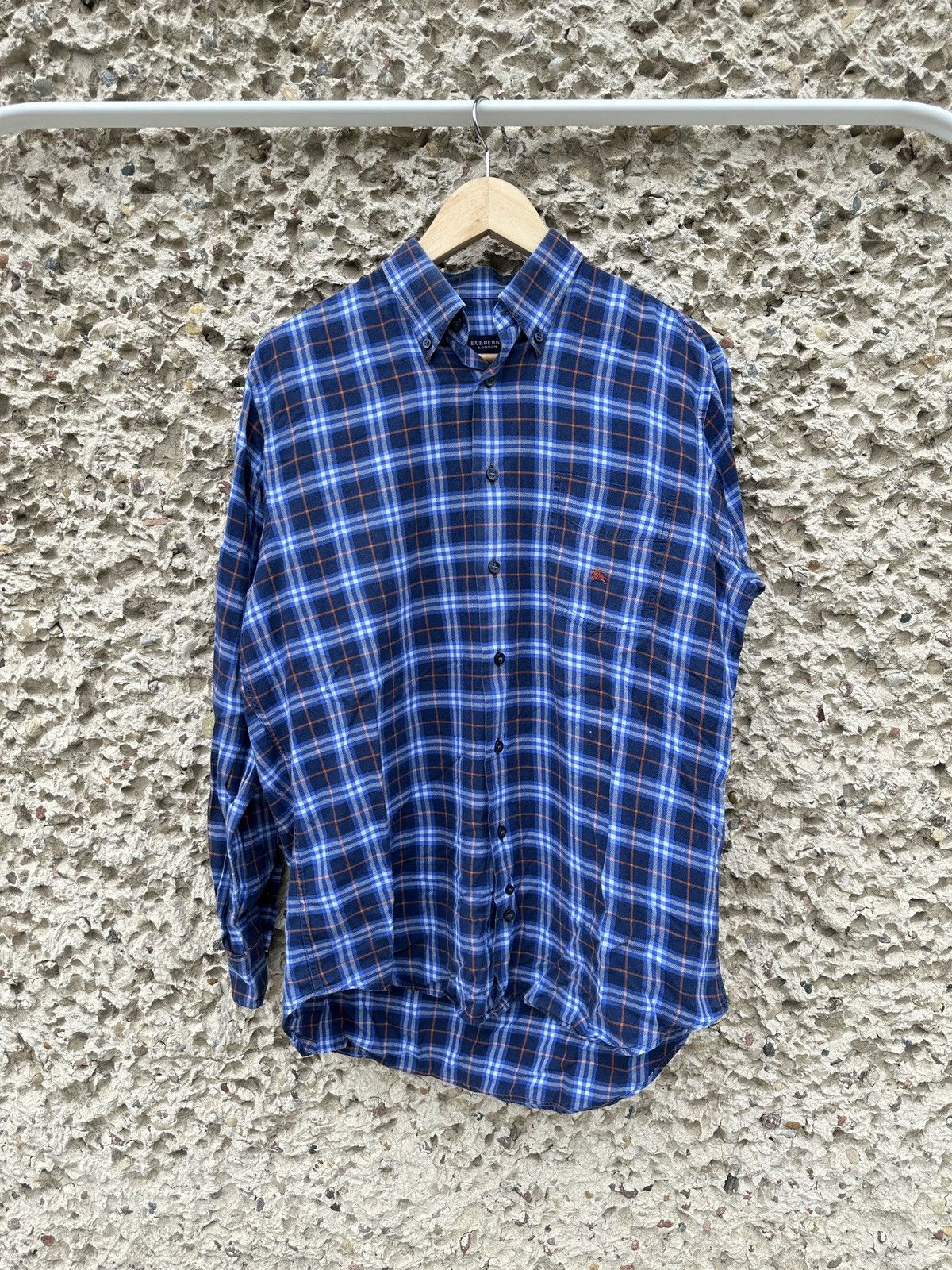 Vintage Burberrys Nova outlet Check Blue Button Up Shirt