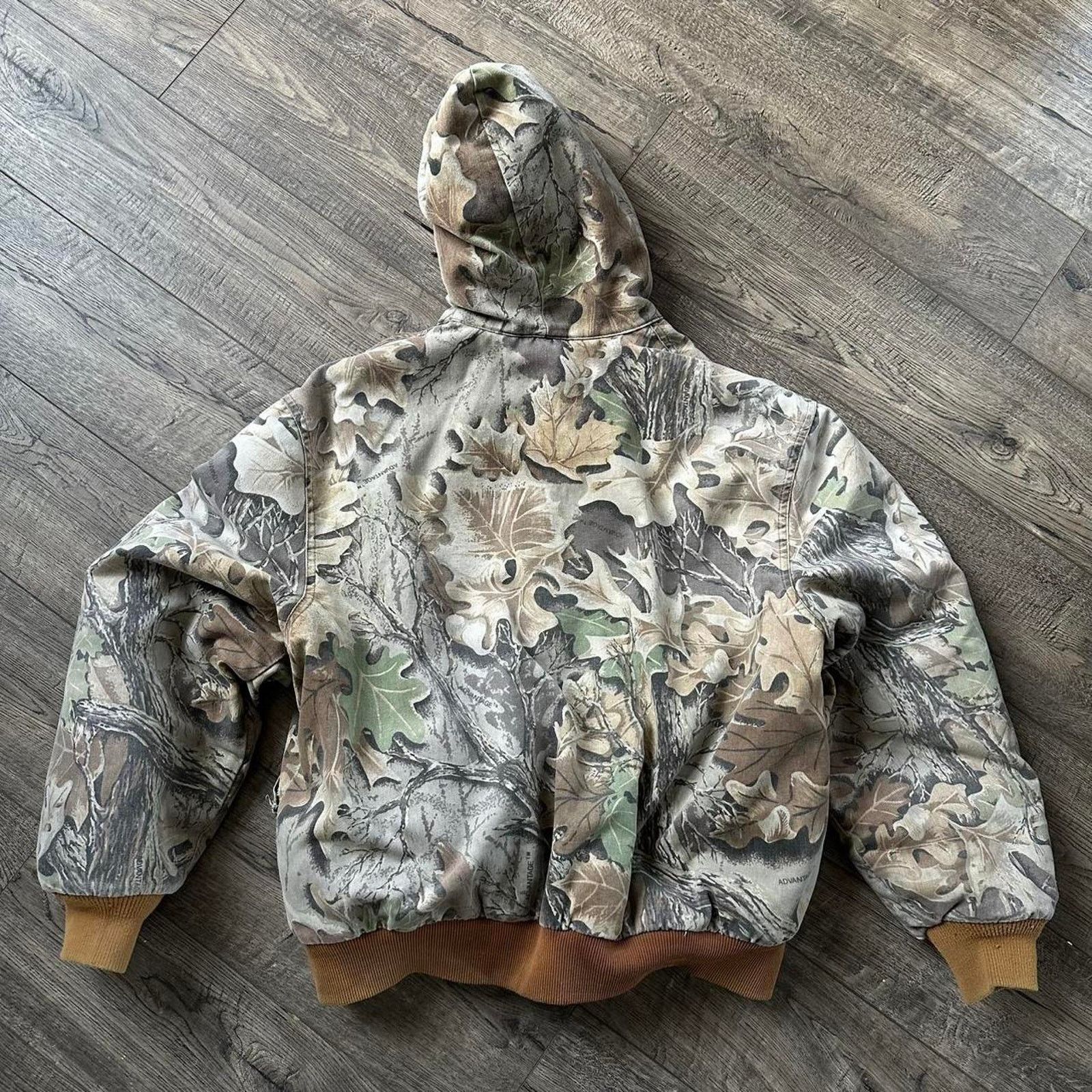Vintage Vintage 90s Faded Camo Cotton Zip Up Hooded Work Jacket Size US M / EU 48-50 / 2 - 5 Thumbnail
