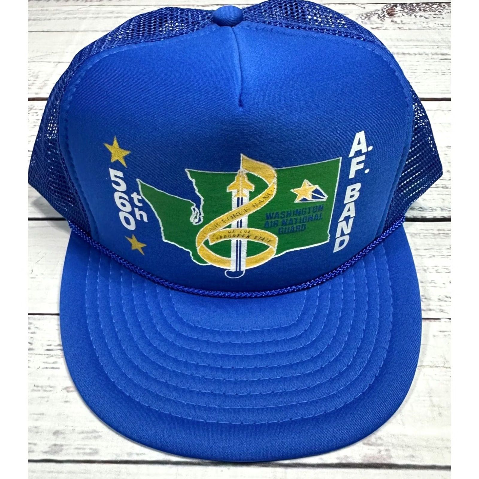 Bally Vtg USAF 560th AF Band Washington Air National Guard Ball Cap Hat Blue Snapback Hat Mens One Size Snapback Blue USAF Ball Cap Size ONE SIZE - 2 Thumbnail