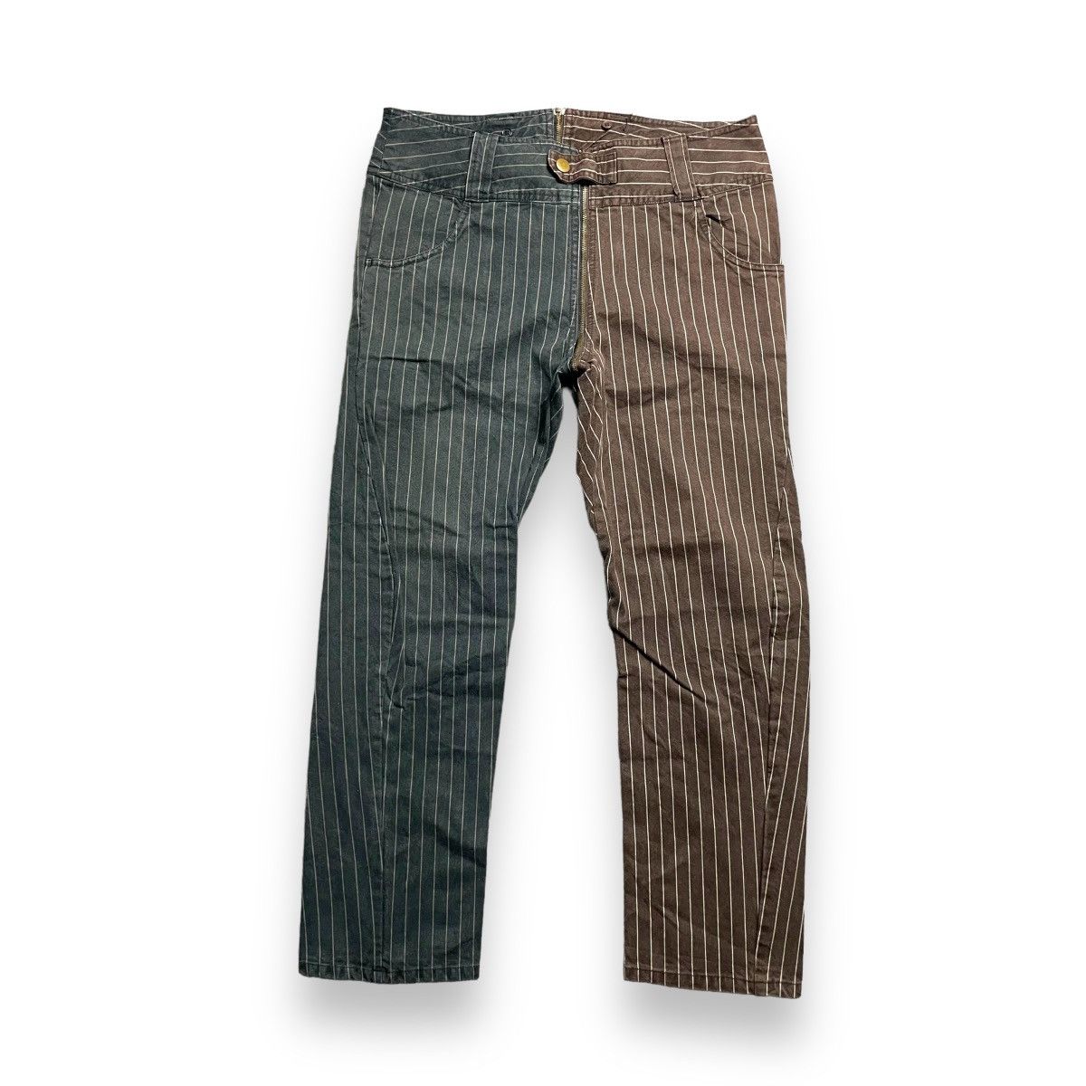 20471120 × Beauty Beast × Japanese Brand 🇯🇵 JAPANESE CUSTOM TWO TONES STRIPED SPIRAL CUT PANTS Size US 31 - 1 Thumbnail