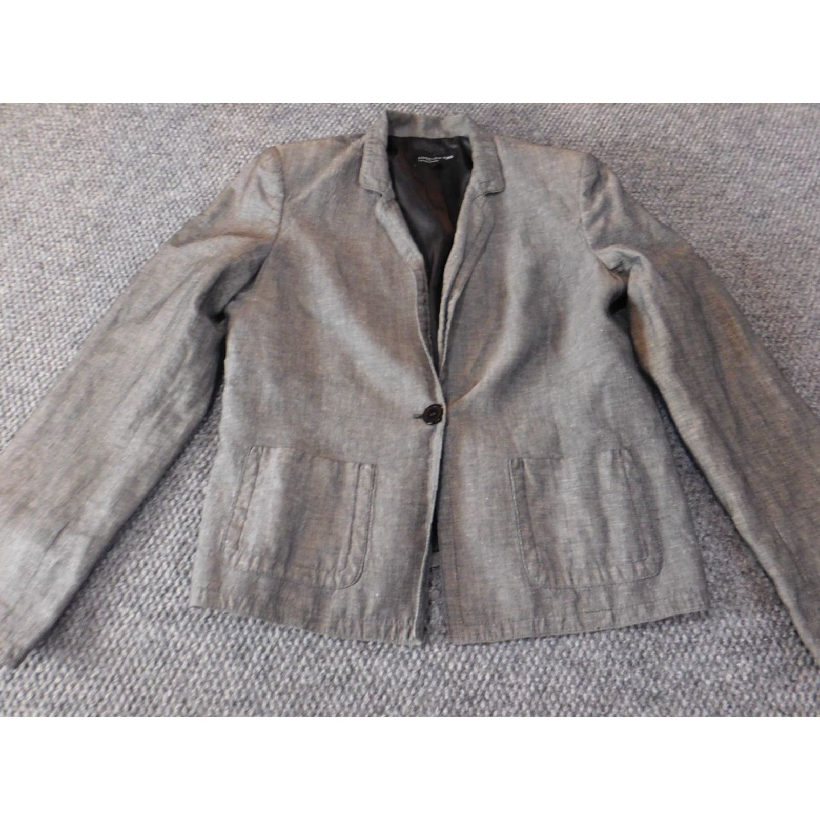 Jones New York Jones New York Womens Blazer 12 Gray Linen Button Collar Casual Dressy Vintage? Wait. Size XL / US 12-14 / IT 48-50 - 2 Thumbnail