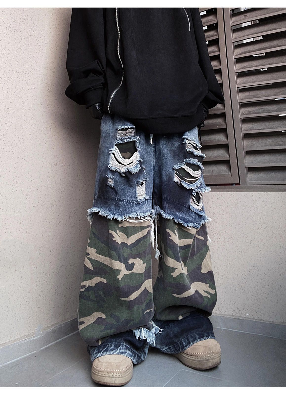 Jean Oversized Ripped Denim Cargo Jeans Size US 32 / EU 48 - 6 Thumbnail