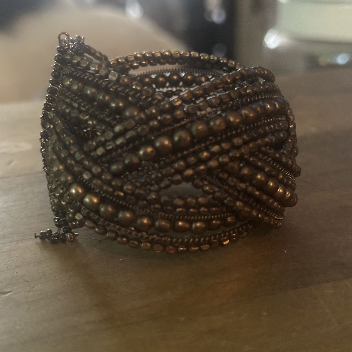 Other Vintage chunky braided bronze bead bracelet Size ONE SIZE - 6 Thumbnail