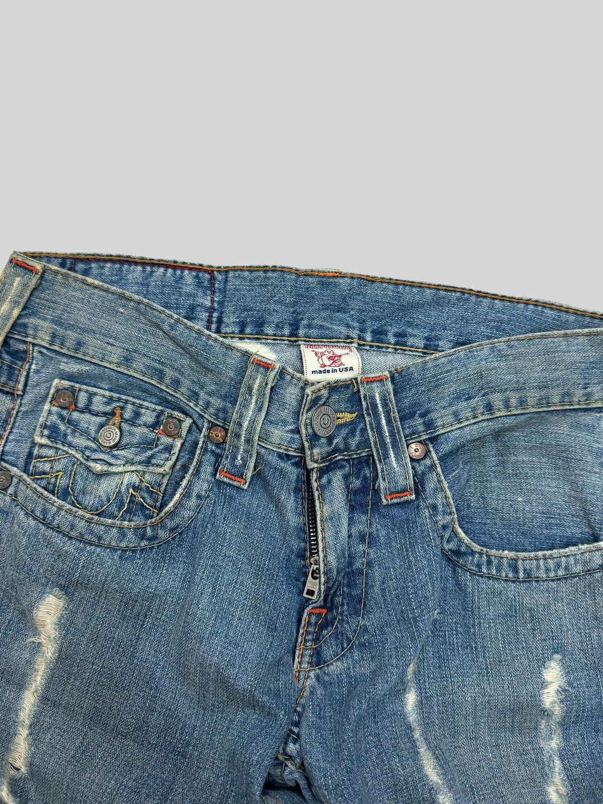 True Religion Vintage Flared TRUE RELIGION Distressed Acid Wash Denim Size US 31 - 9 Thumbnail