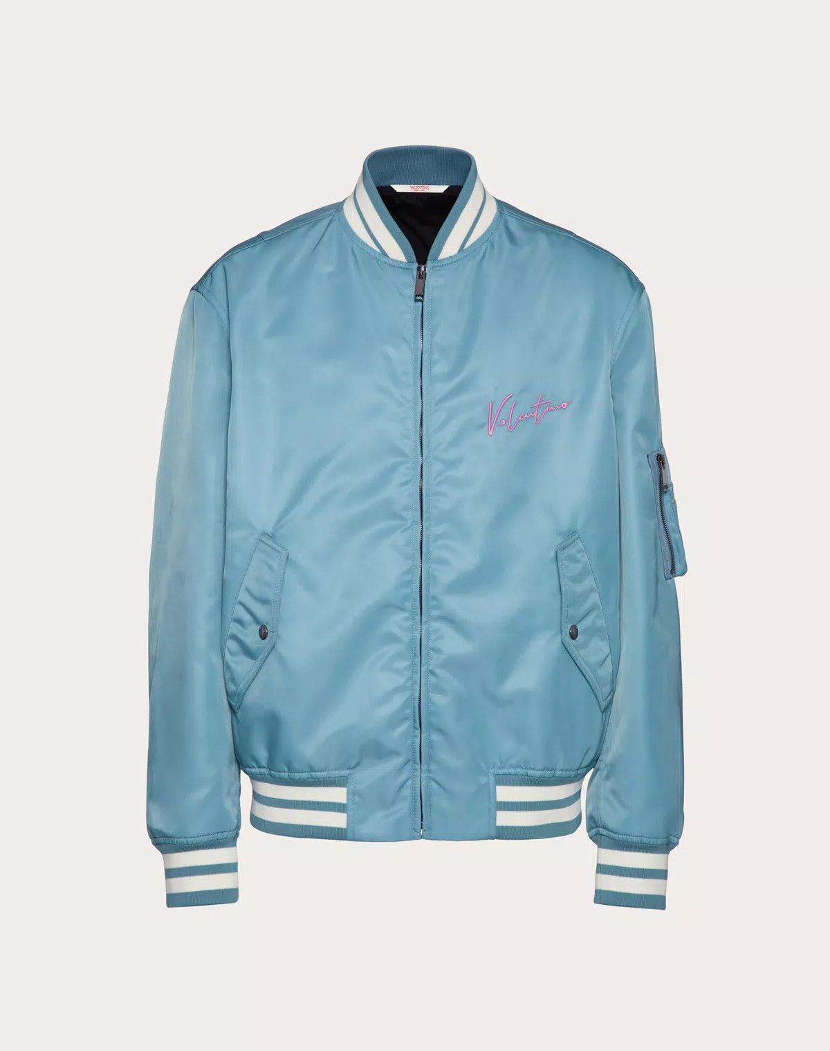 Valentino oc11z0725 Nylon Bomber Jacket in Light Blue Size US M / EU 48-50 / 2 - 1 Thumbnail