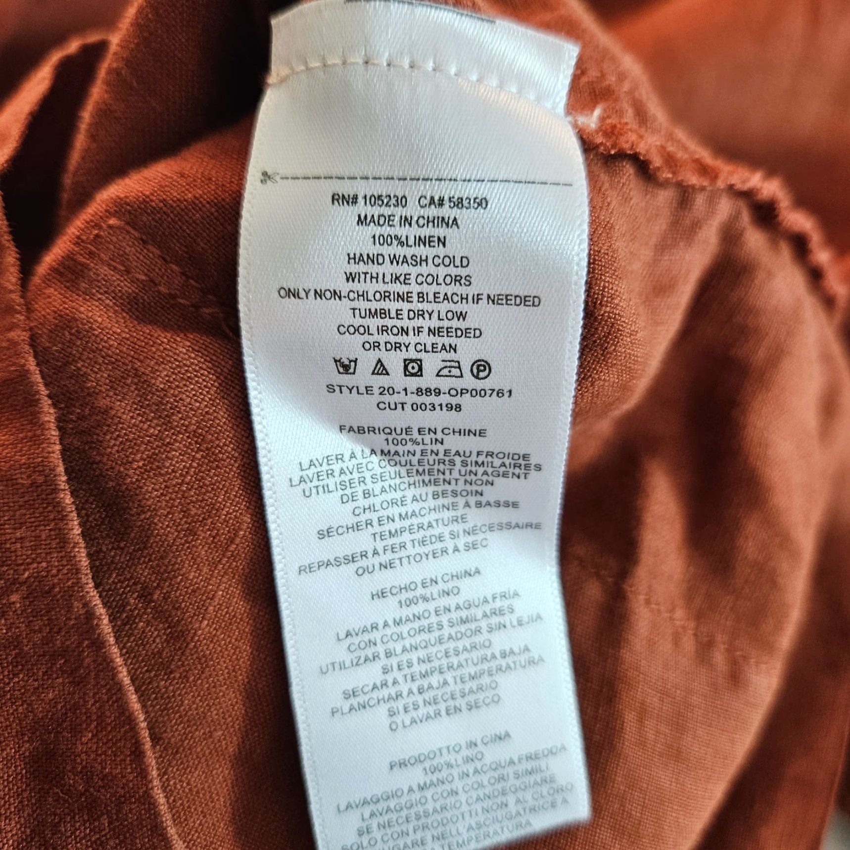 Joie Joie Womens Bosworth Romper XS Rust 3/4 Sleeve Button Up Linen Romper Women XS Rust 3/4 Sleeve Bosworth JOIE Women Romper Size 26" / US 2 / IT 38 - 4 Thumbnail