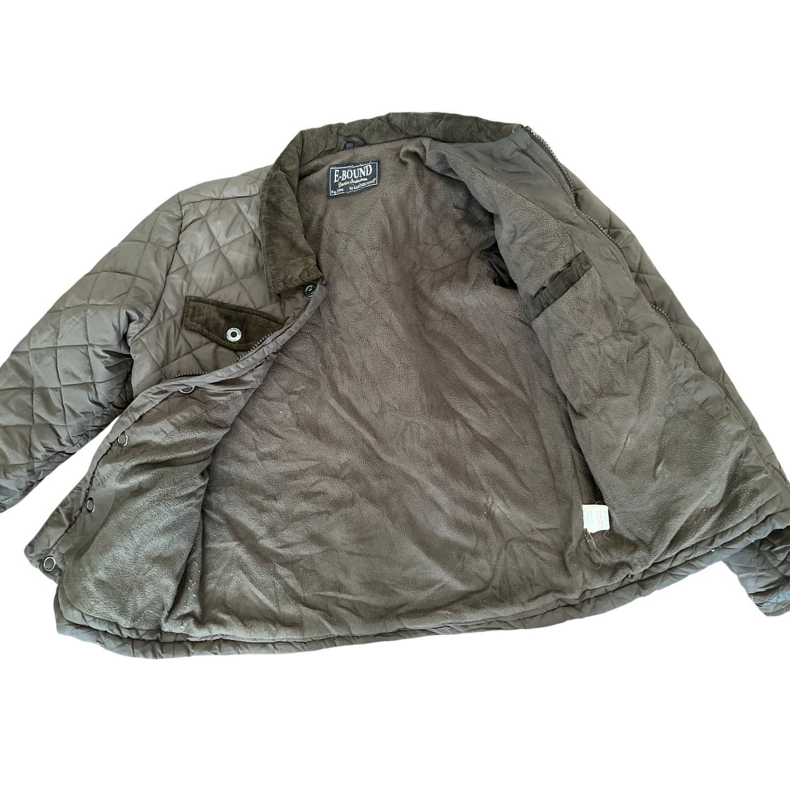 Vintage E-Bound Earthbound Green Quilted Barn Jacket Corduroy Small Size S / US 4 / IT 40 - 9 Thumbnail